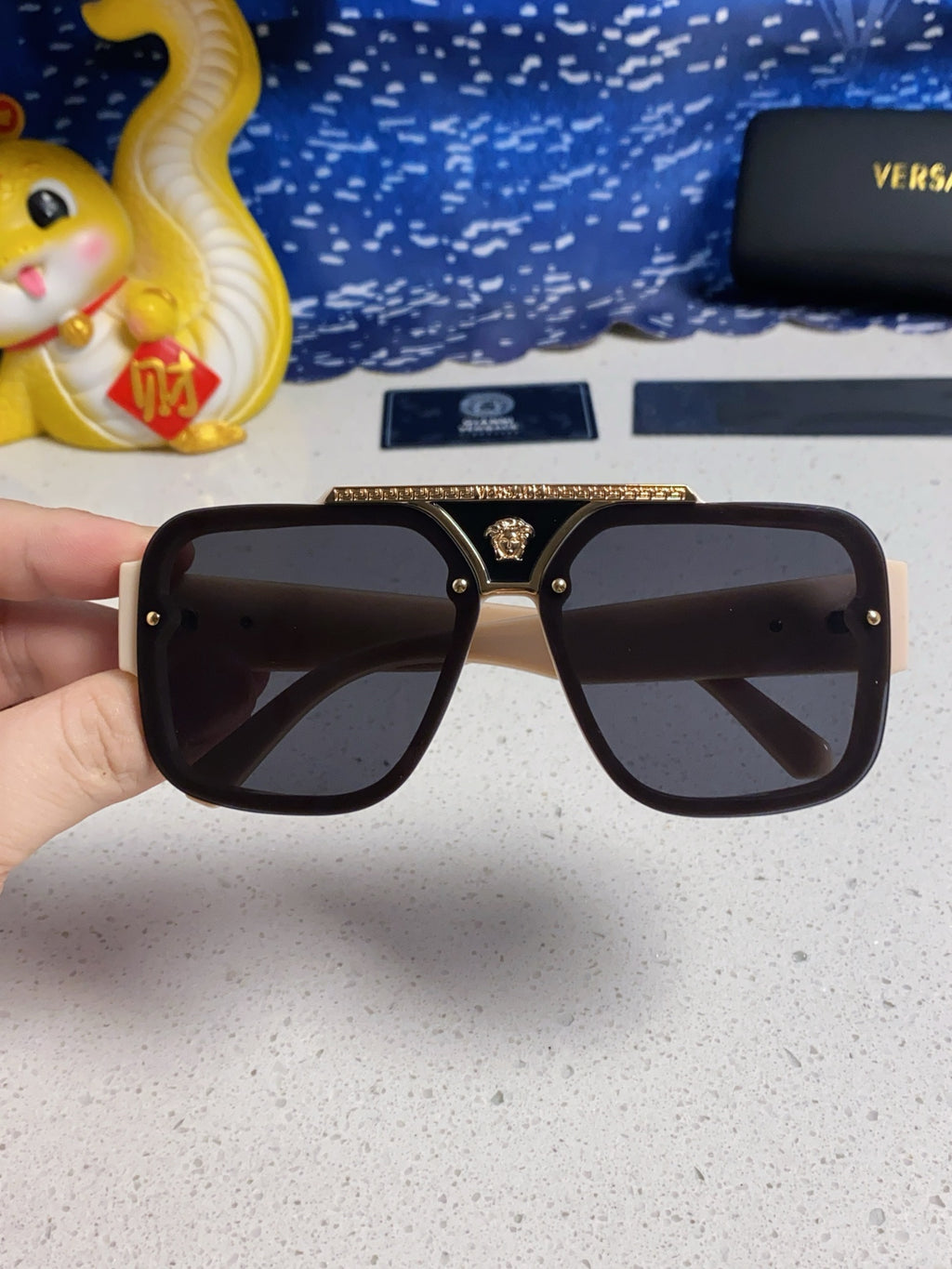 Versace Oversized Silver Lens Sunglasses for Men & Women - 358801 - detail image 4