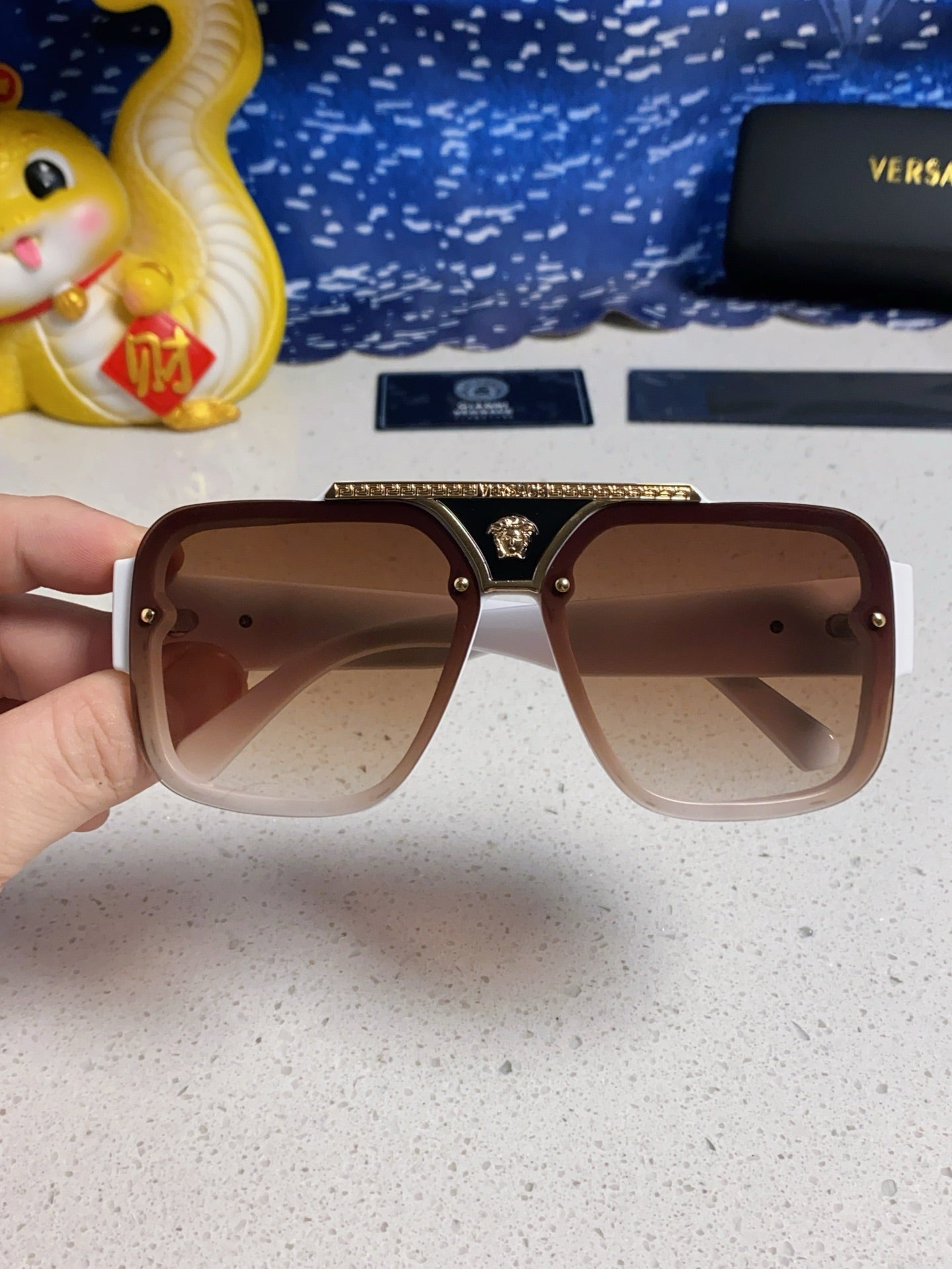 Versace Oversized Brown Lens Sunglasses for Men & Women - detail image 4