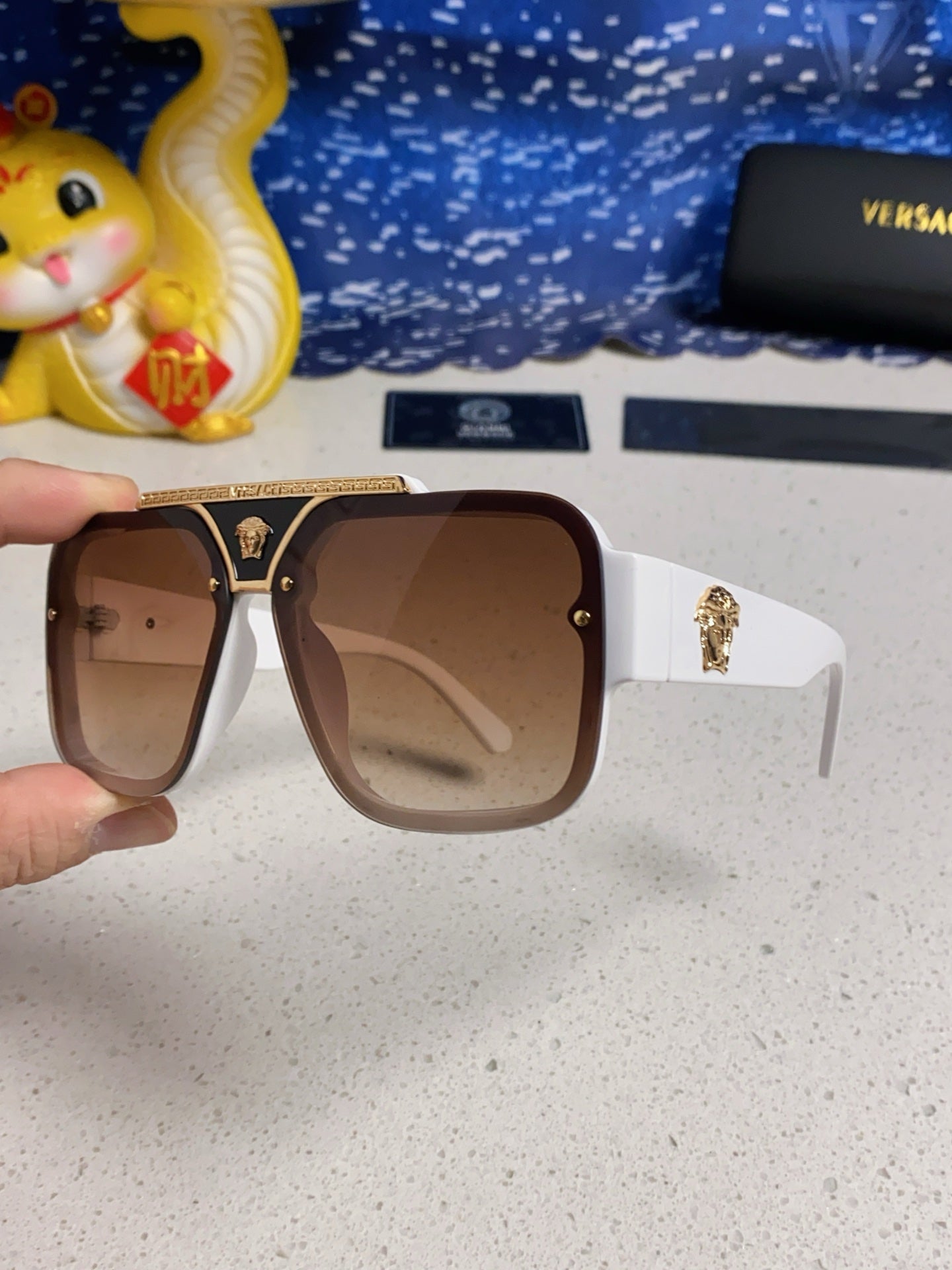 Versace Oversized Brown Lens Sunglasses for Men & Women - detail image 6