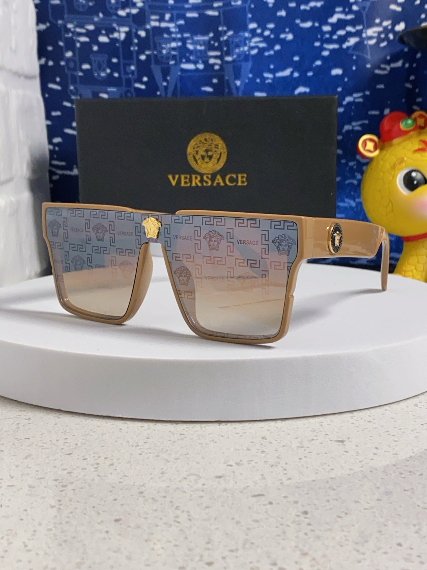 Versace Oversized Silver Lens Sunglasses for Men & Women - 487875