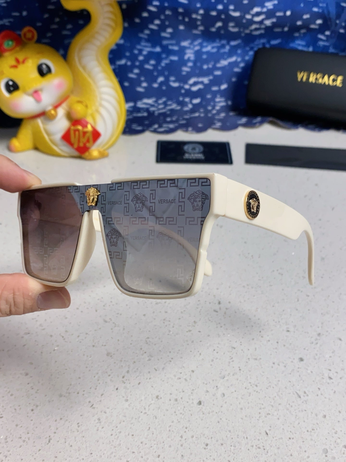 Versace Oversized Silver Lens Sunglasses for Men & Women - 487876 - detail image 6