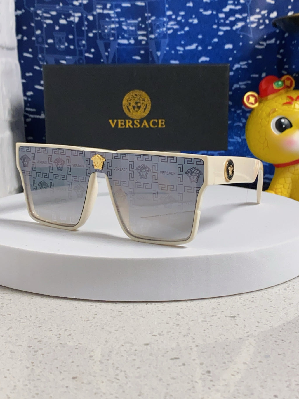 Versace Oversized Silver Lens Sunglasses for Men & Women - 487876