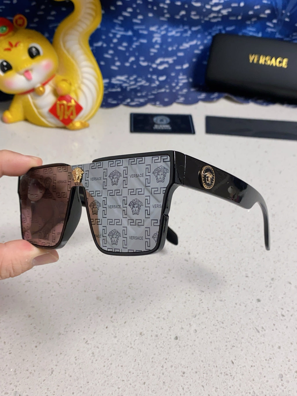 Versace Oversized Silver Lens Sunglasses for Men & Women - 358806 - detail image 6