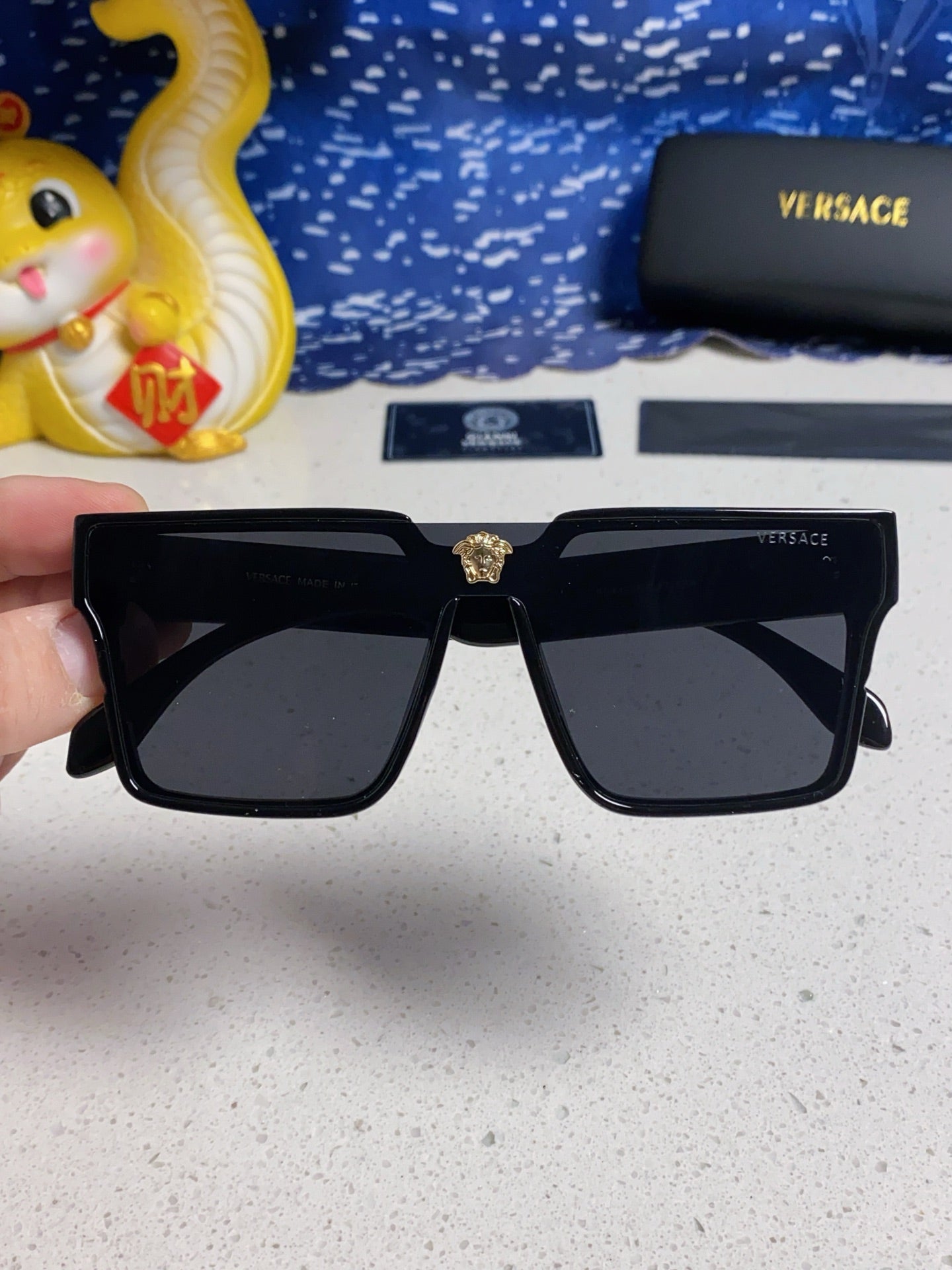 Versace Oversized Silver Lens Sunglasses for Men & Women - detail image 4