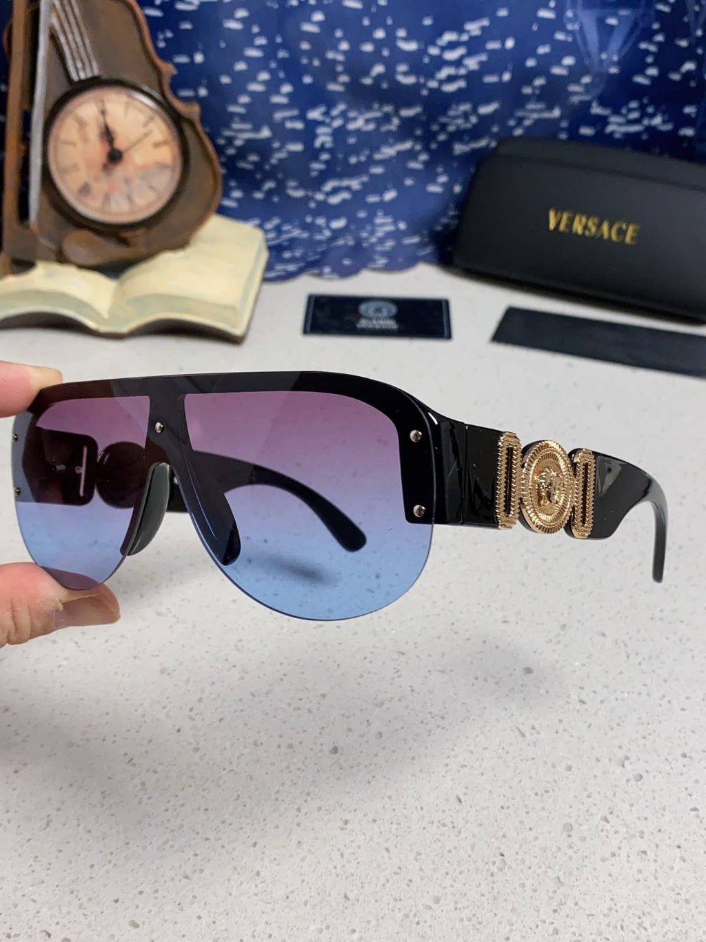 Versace Aviator Blue Lens Sunglasses for Men & Women - 372524 - detail image 6