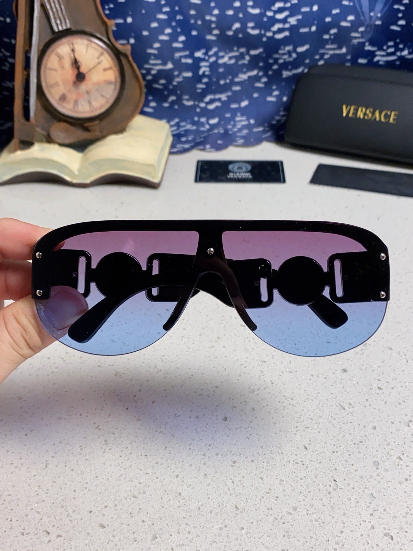 Versace Aviator Blue Lens Sunglasses for Men & Women - 372524 - detail image 4
