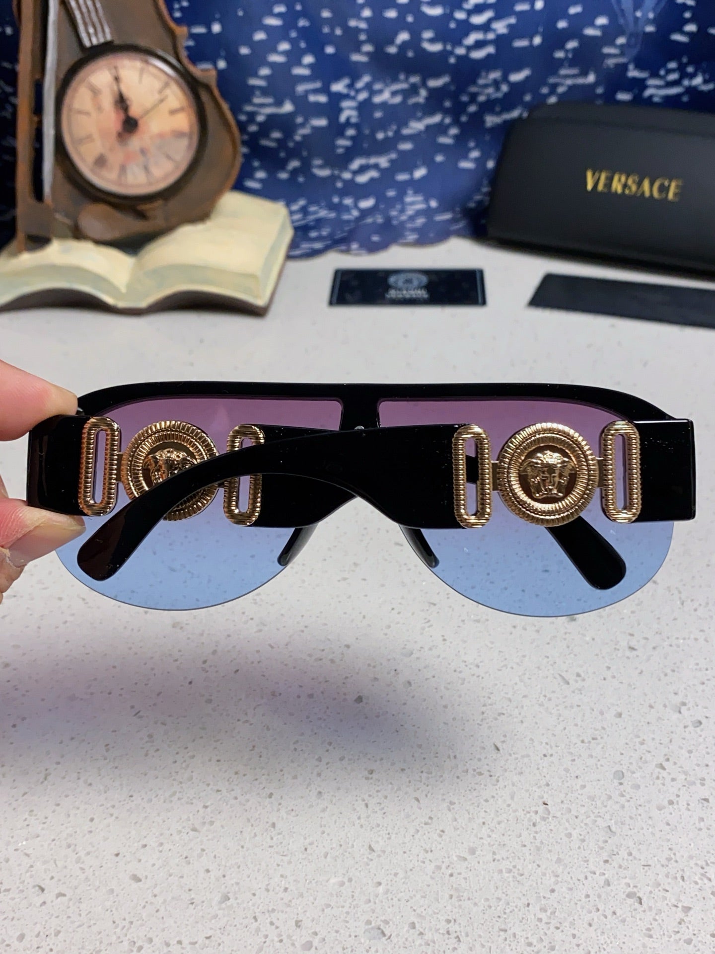 Versace Aviator Blue Lens Sunglasses for Men & Women - 372524 - detail image 5