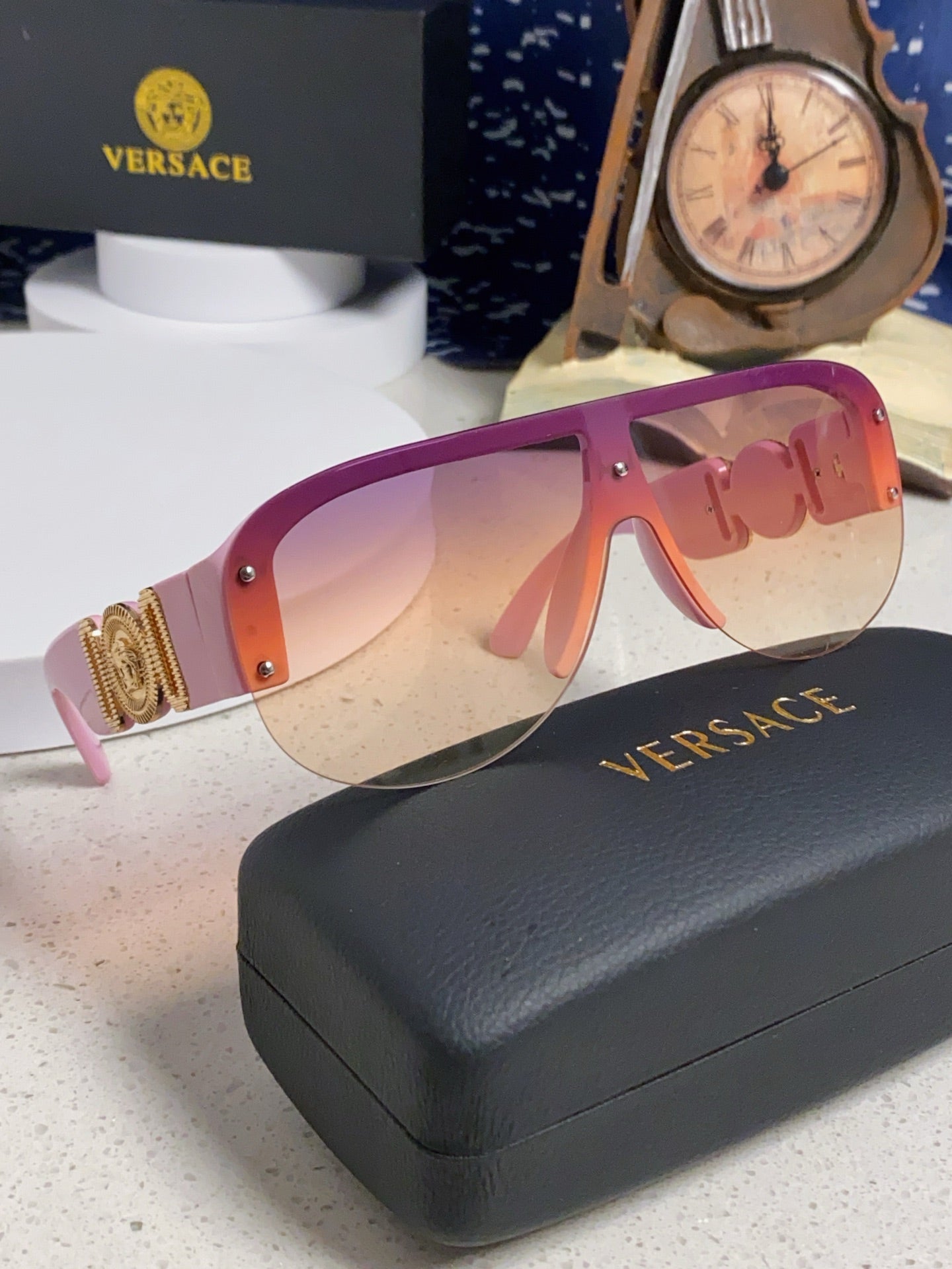 Versace Aviator Pink Lens Sunglasses for Men & Women - detail image 9