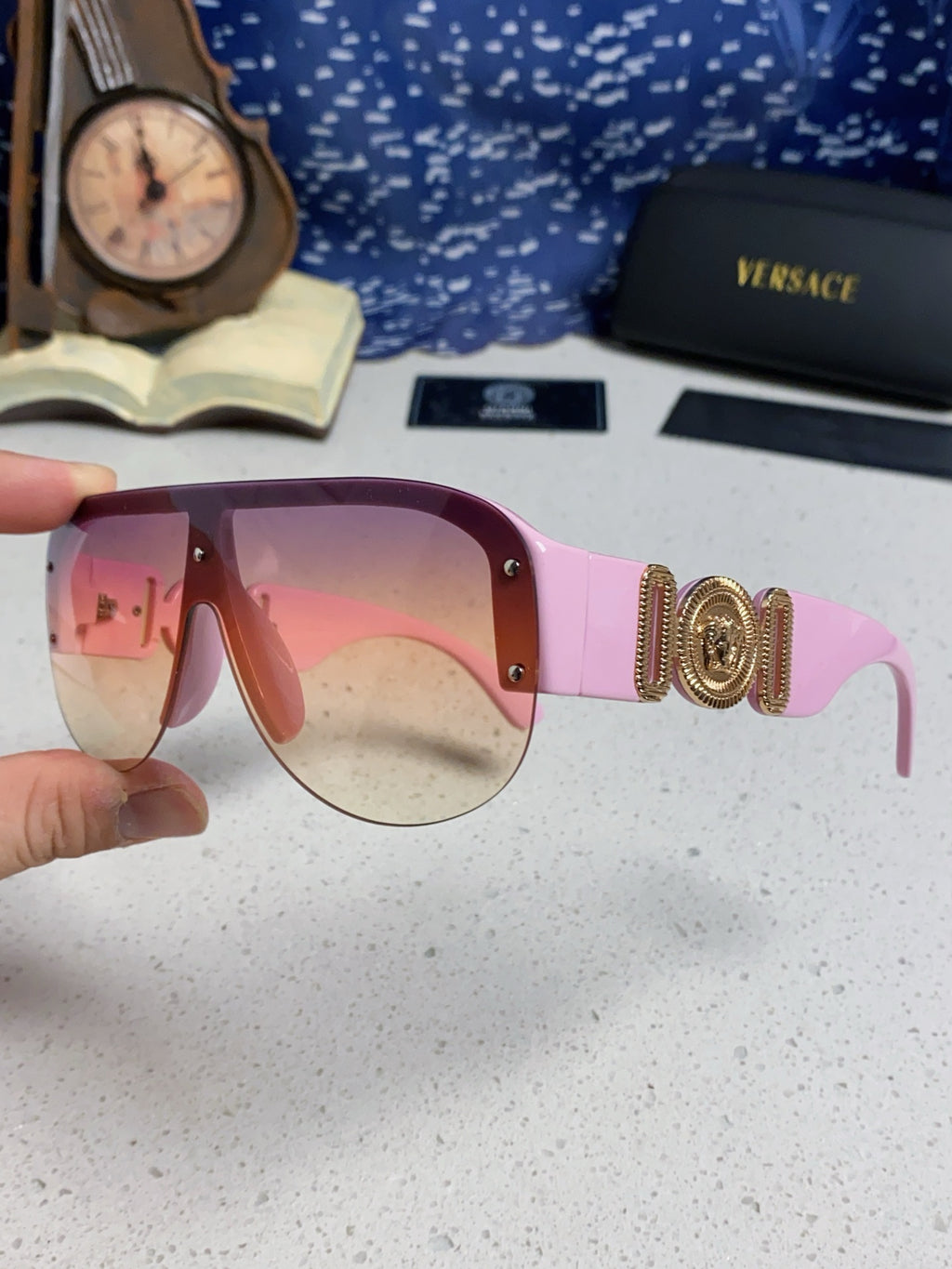Versace Aviator Pink Lens Sunglasses for Men & Women - detail image 6