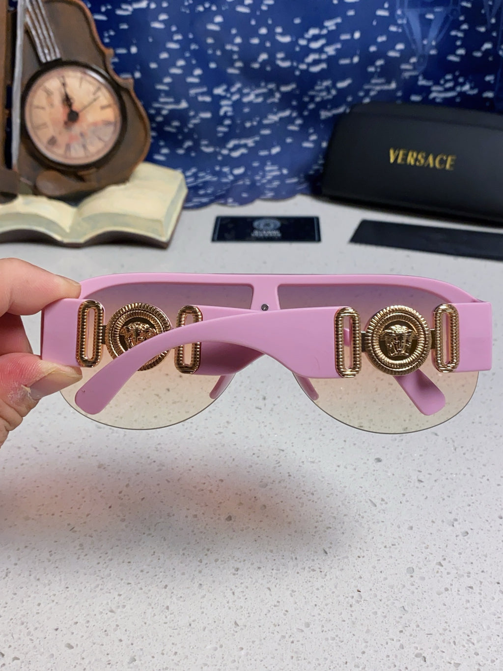 Versace Aviator Pink Lens Sunglasses for Men & Women - detail image 5