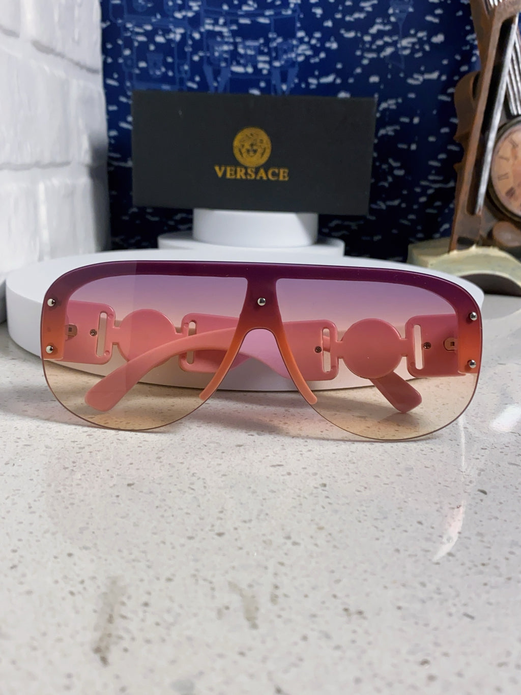 Versace Aviator Pink Lens Sunglasses for Men & Women - detail image 8