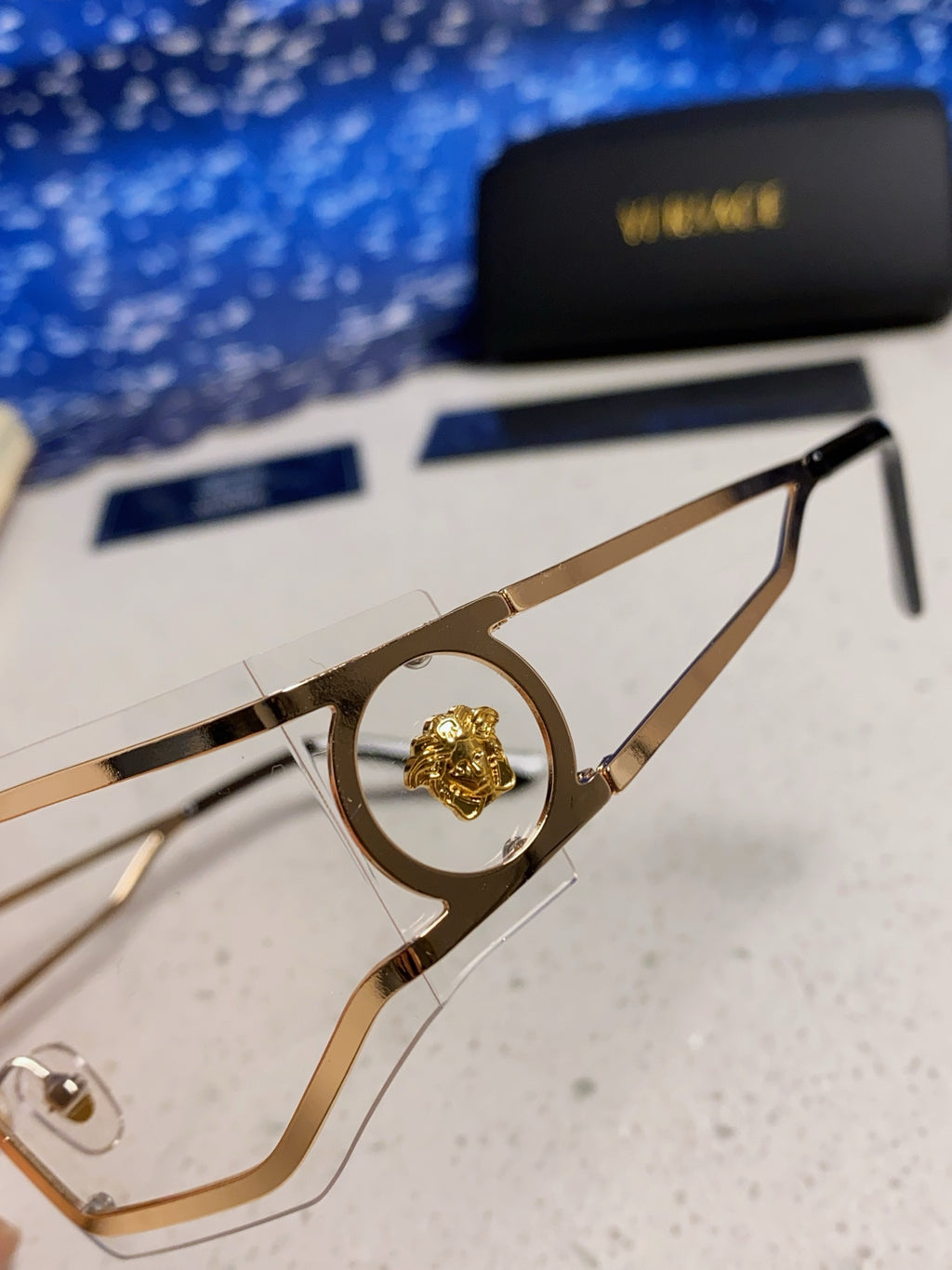 Versace Metal Oversized Silver Lens Sunglasses for Men & Women - 466238 - detail image 7