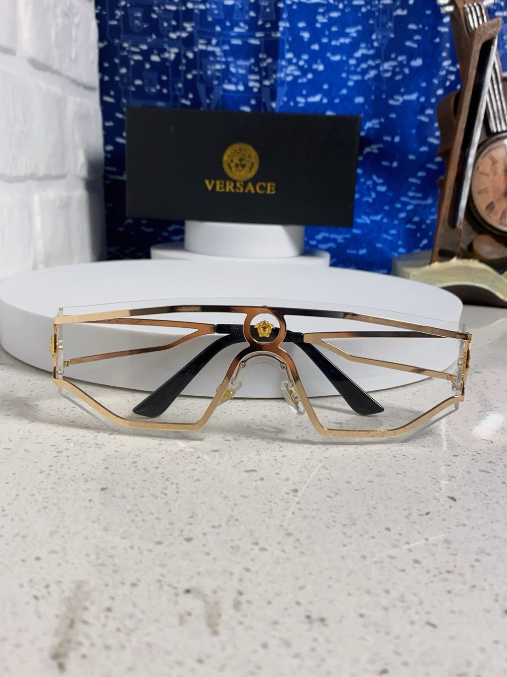 Versace Metal Oversized Silver Lens Sunglasses for Men & Women - 466238 - detail image 8