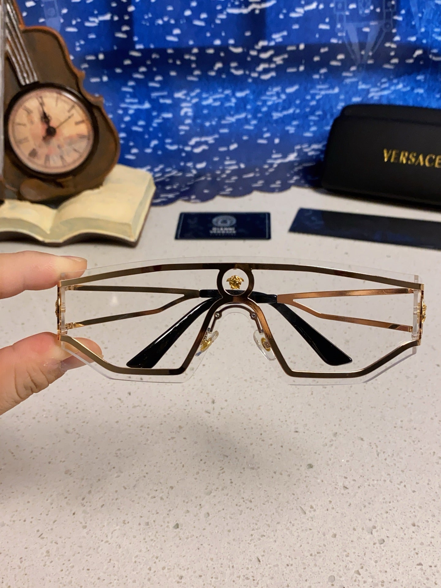Versace Metal Oversized Silver Lens Sunglasses for Men & Women - 466238 - detail image 4
