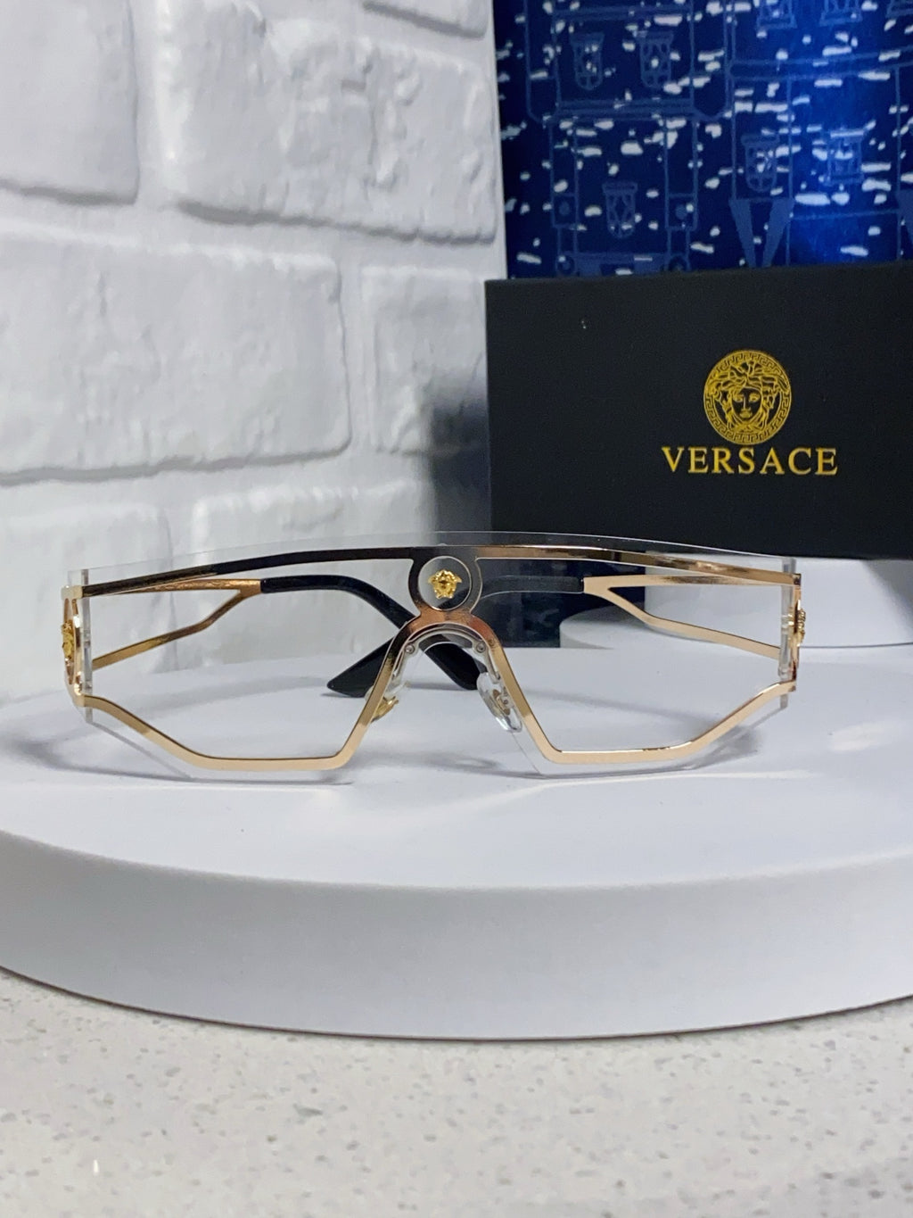 Versace Metal Oversized Silver Lens Sunglasses for Men & Women - 466238 - detail image 2