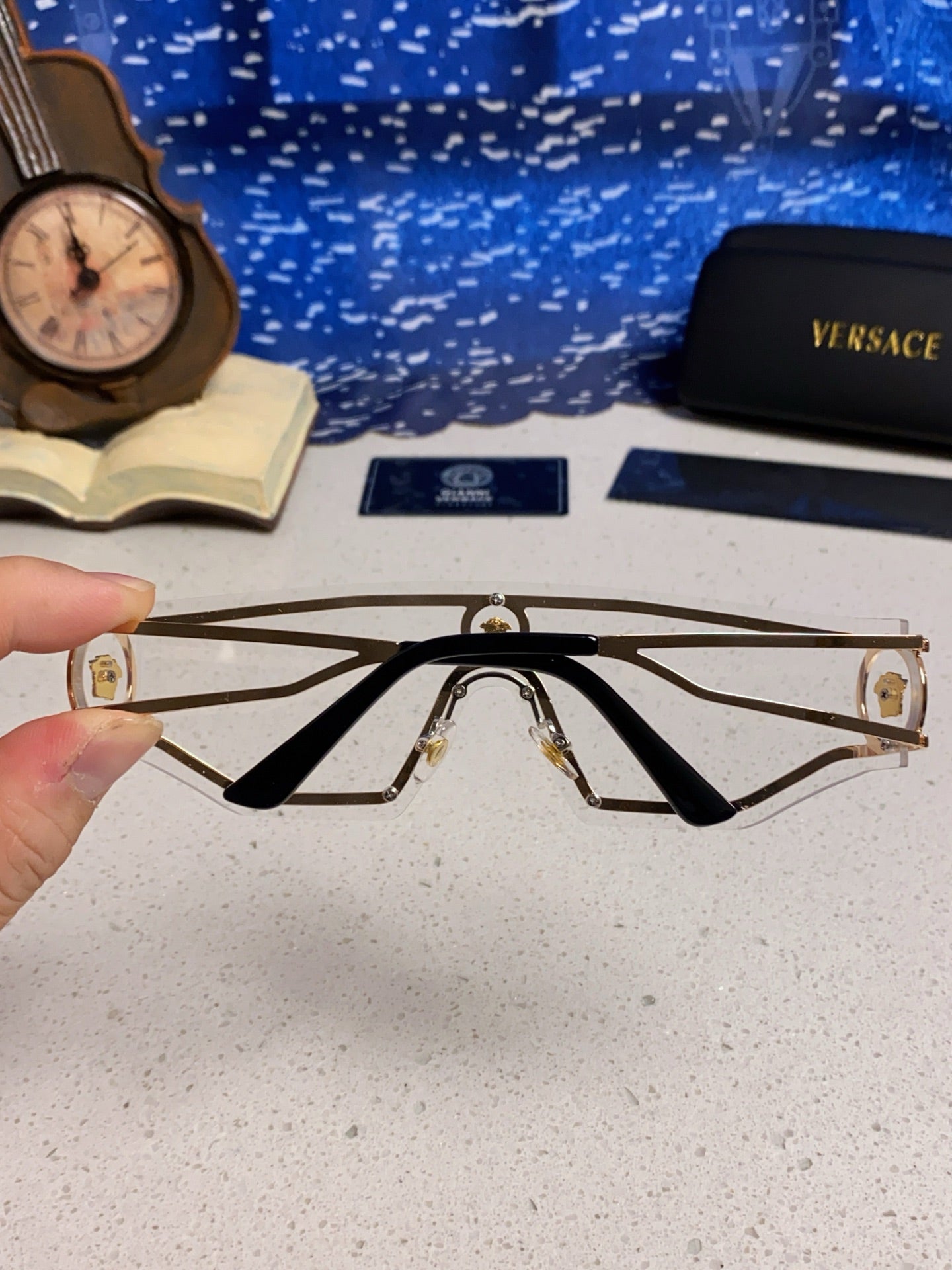 Versace Metal Oversized Silver Lens Sunglasses for Men & Women - 466238 - detail image 5