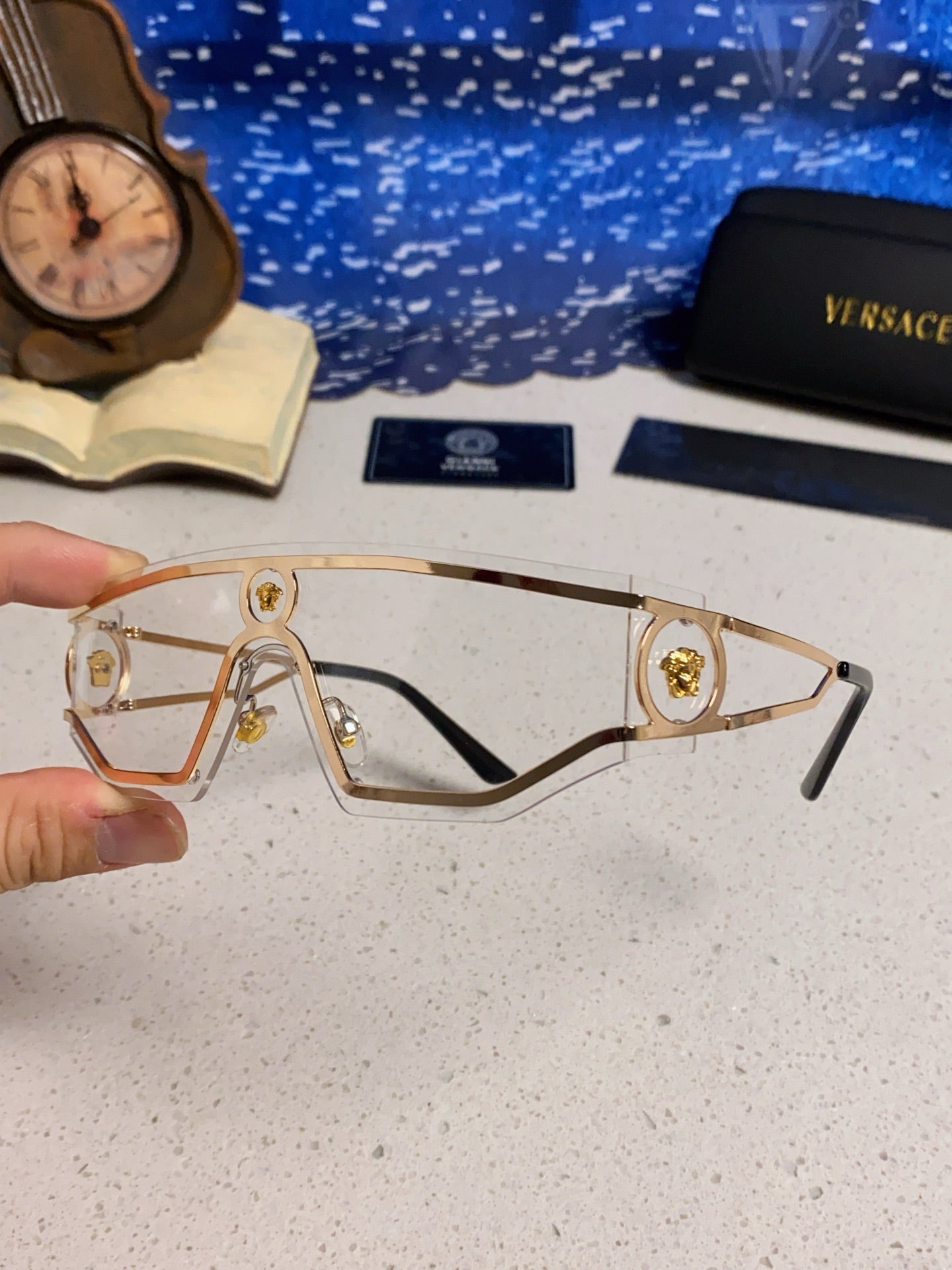 Versace Metal Oversized Silver Lens Sunglasses for Men & Women - 466238 - detail image 6