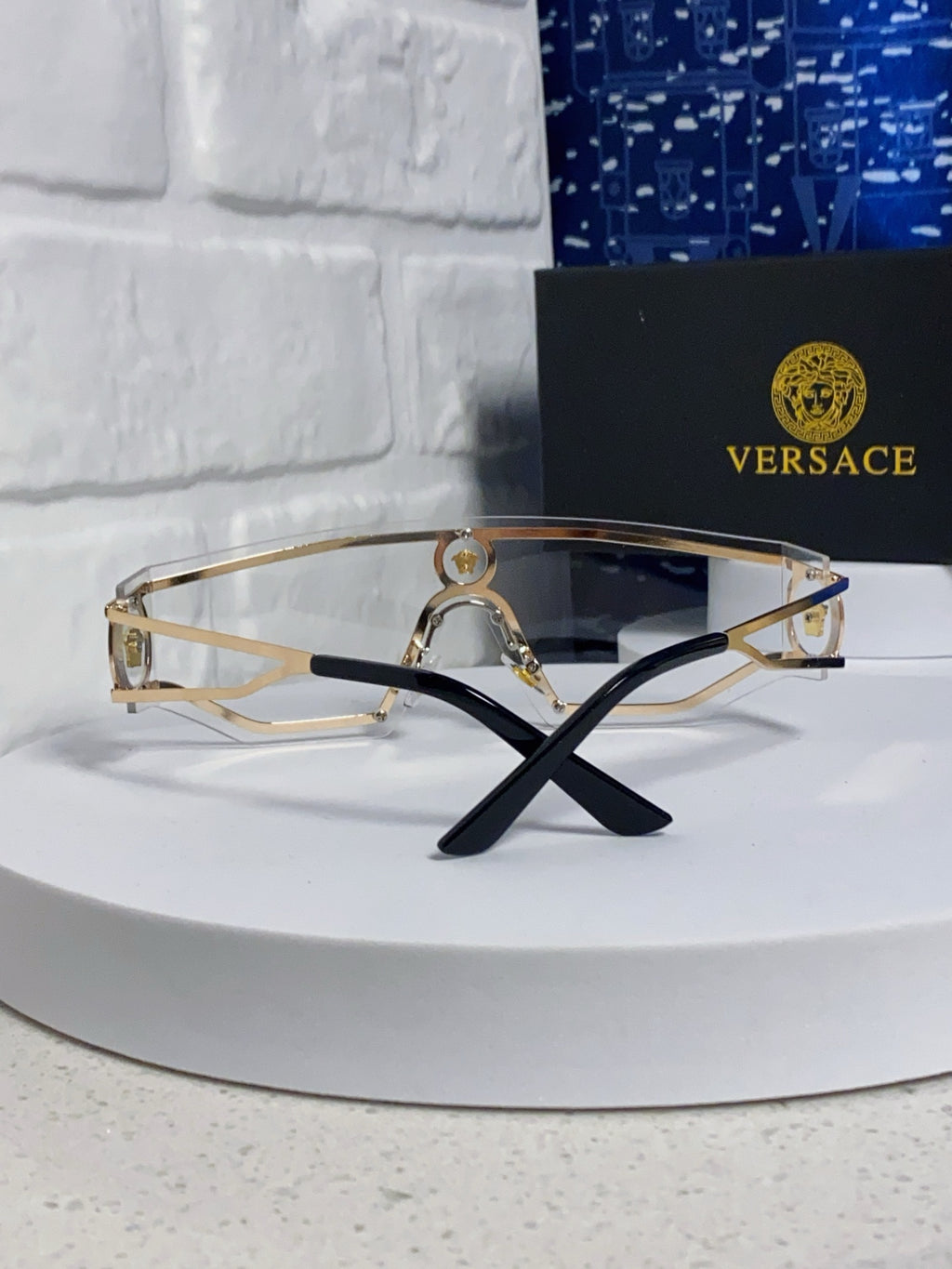 Versace Metal Oversized Silver Lens Sunglasses for Men & Women - 466238 - detail image 3