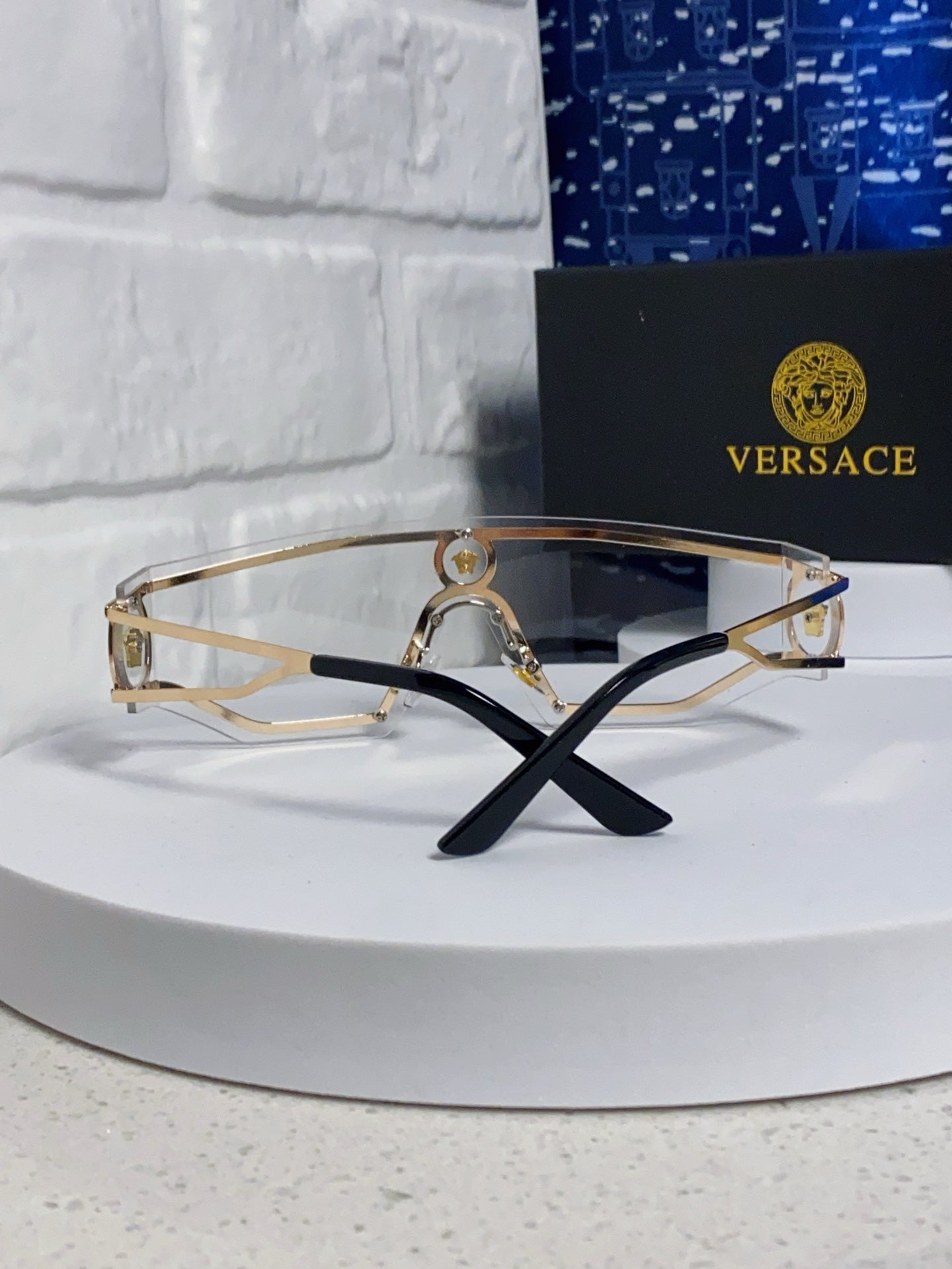 Versace Metal Oversized Silver Lens Sunglasses for Men & Women - 466238 - detail image 3