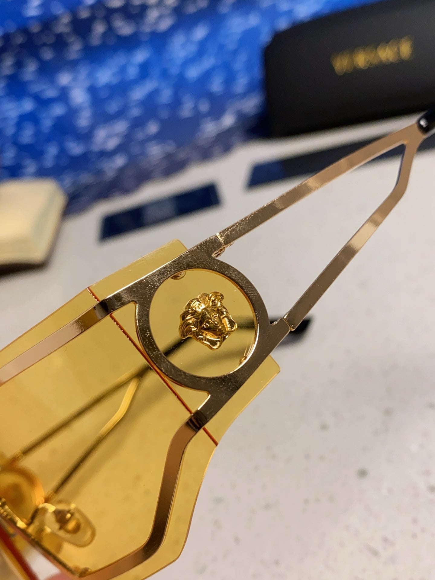 Versace Metal Oversized Gold Lens Sunglasses for Men & Women - detail image 7