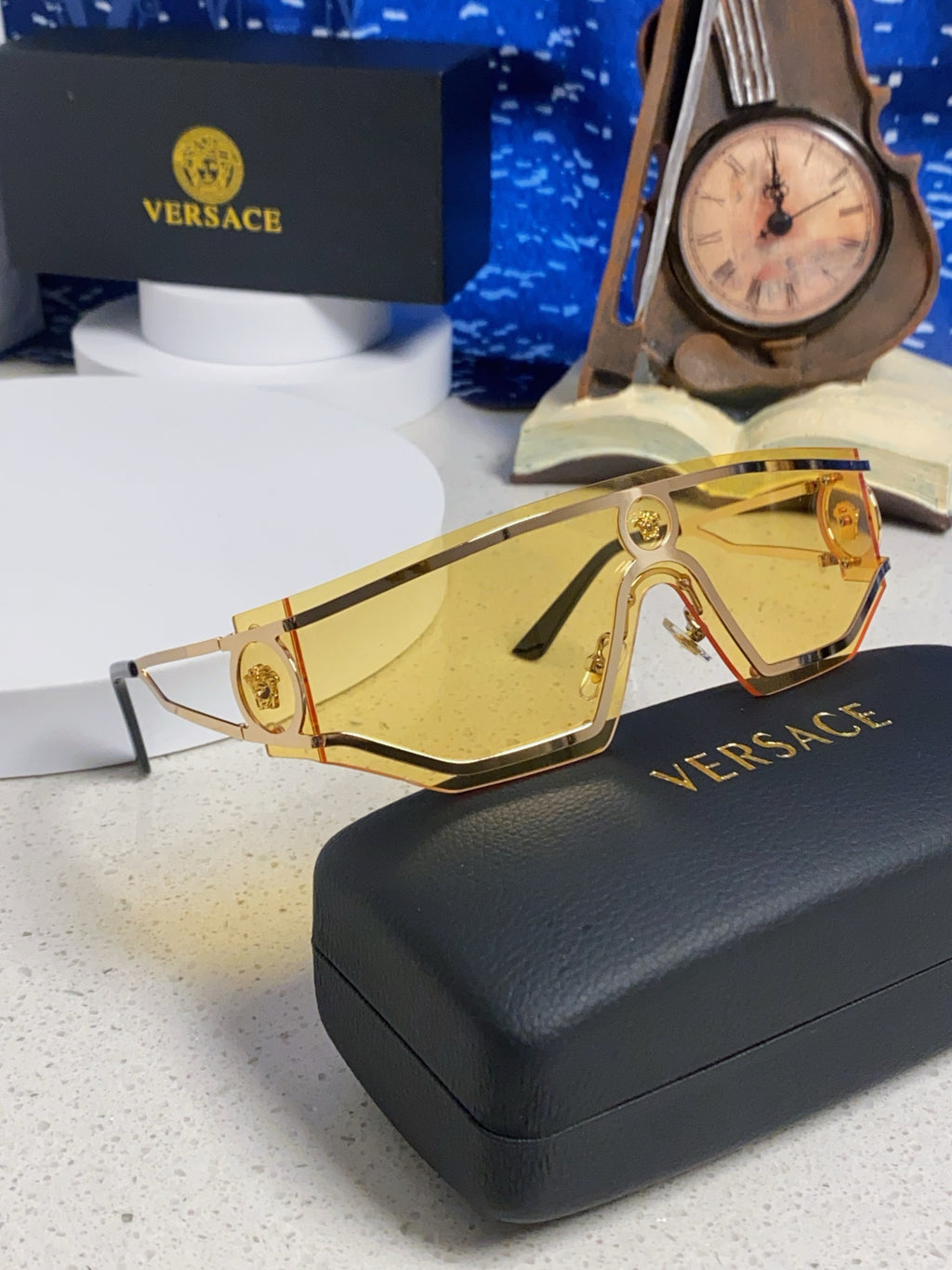 Versace Metal Oversized Gold Lens Sunglasses for Men & Women - detail image 9