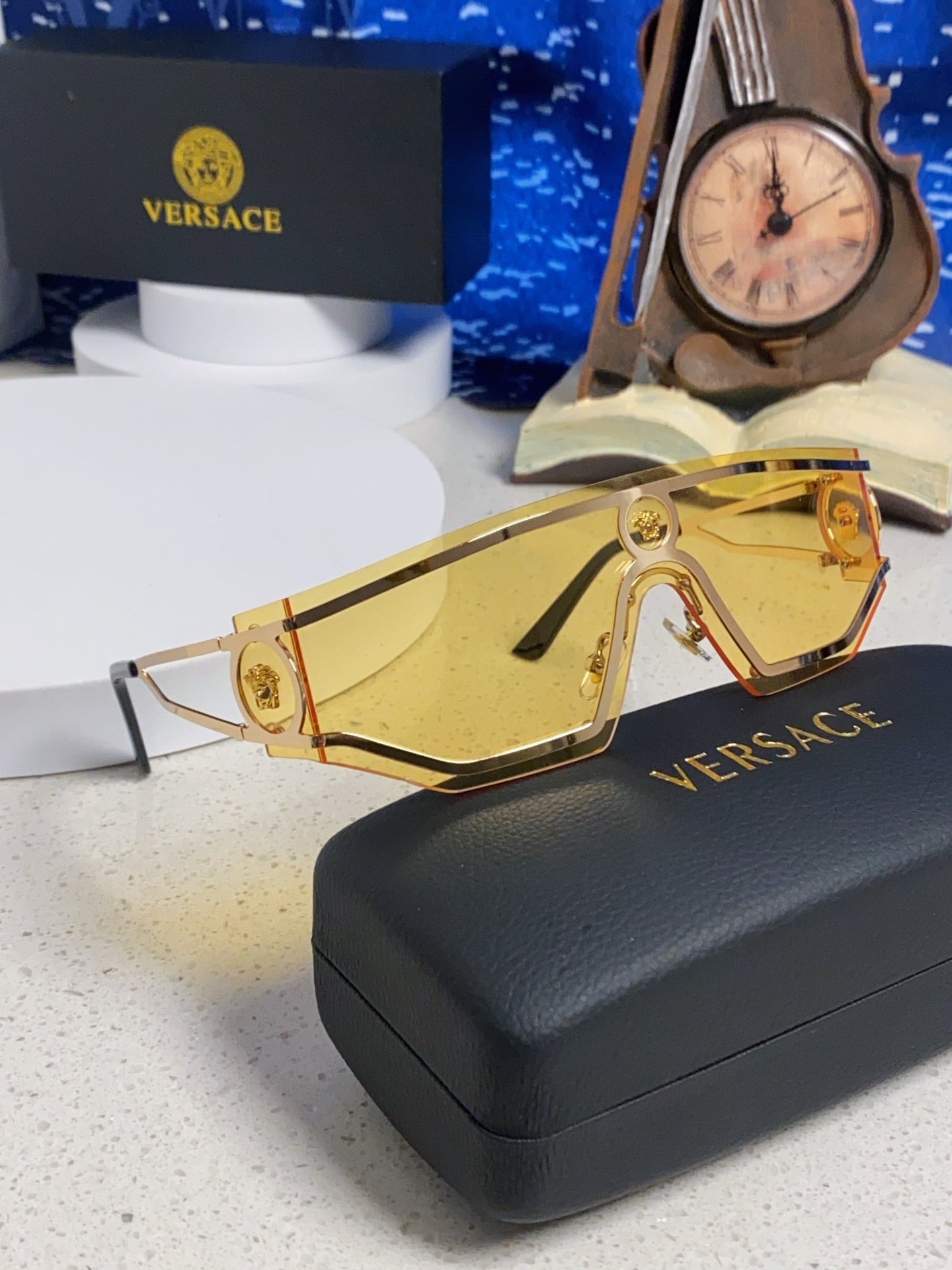 Versace Metal Oversized Gold Lens Sunglasses for Men & Women - detail image 9