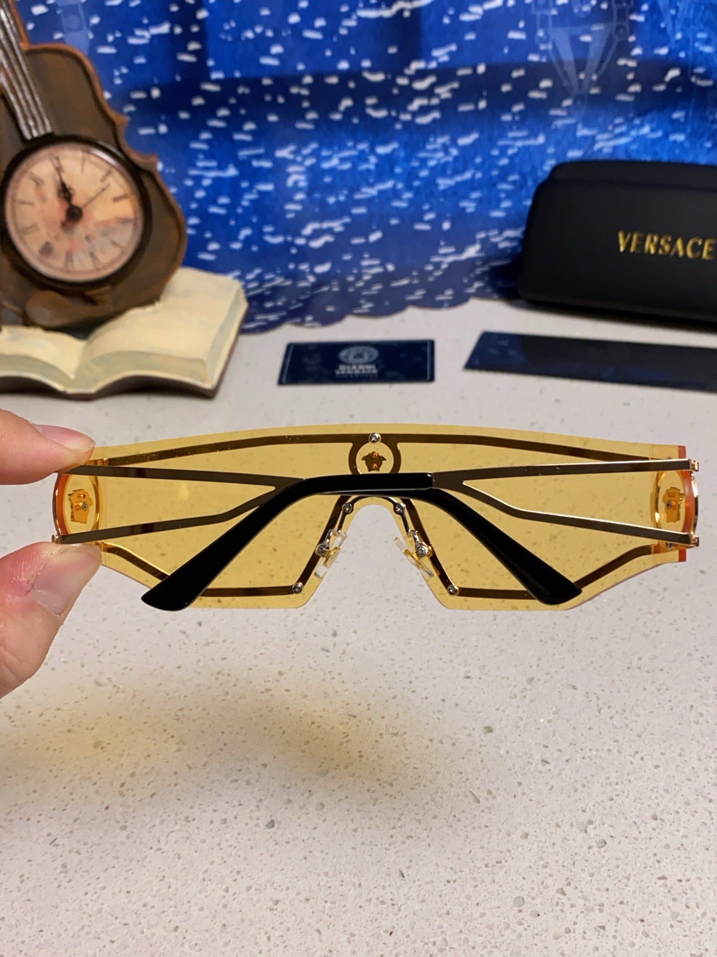 Versace Metal Oversized Gold Lens Sunglasses for Men & Women - detail image 5