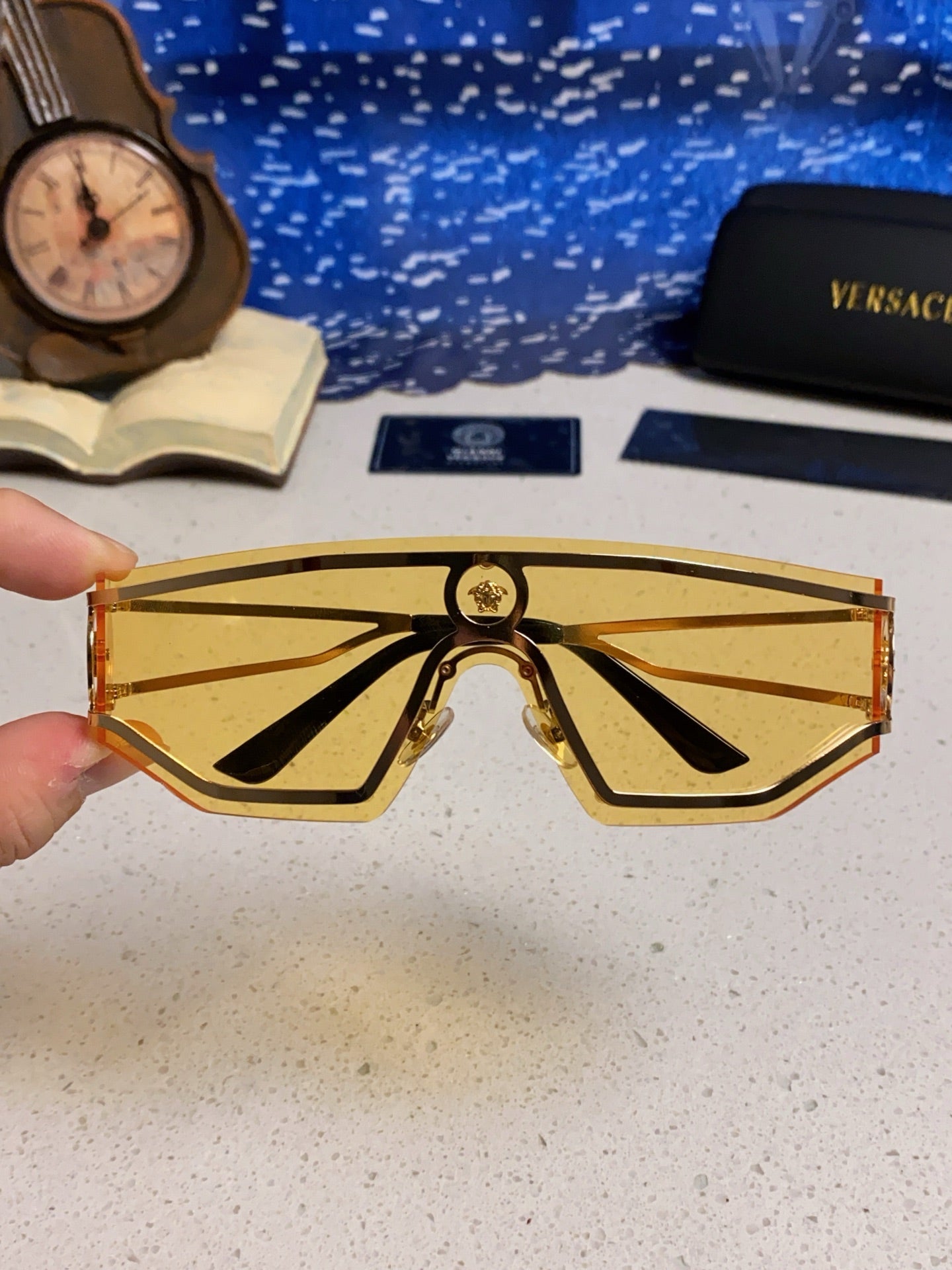 Versace Metal Oversized Gold Lens Sunglasses for Men & Women - detail image 4