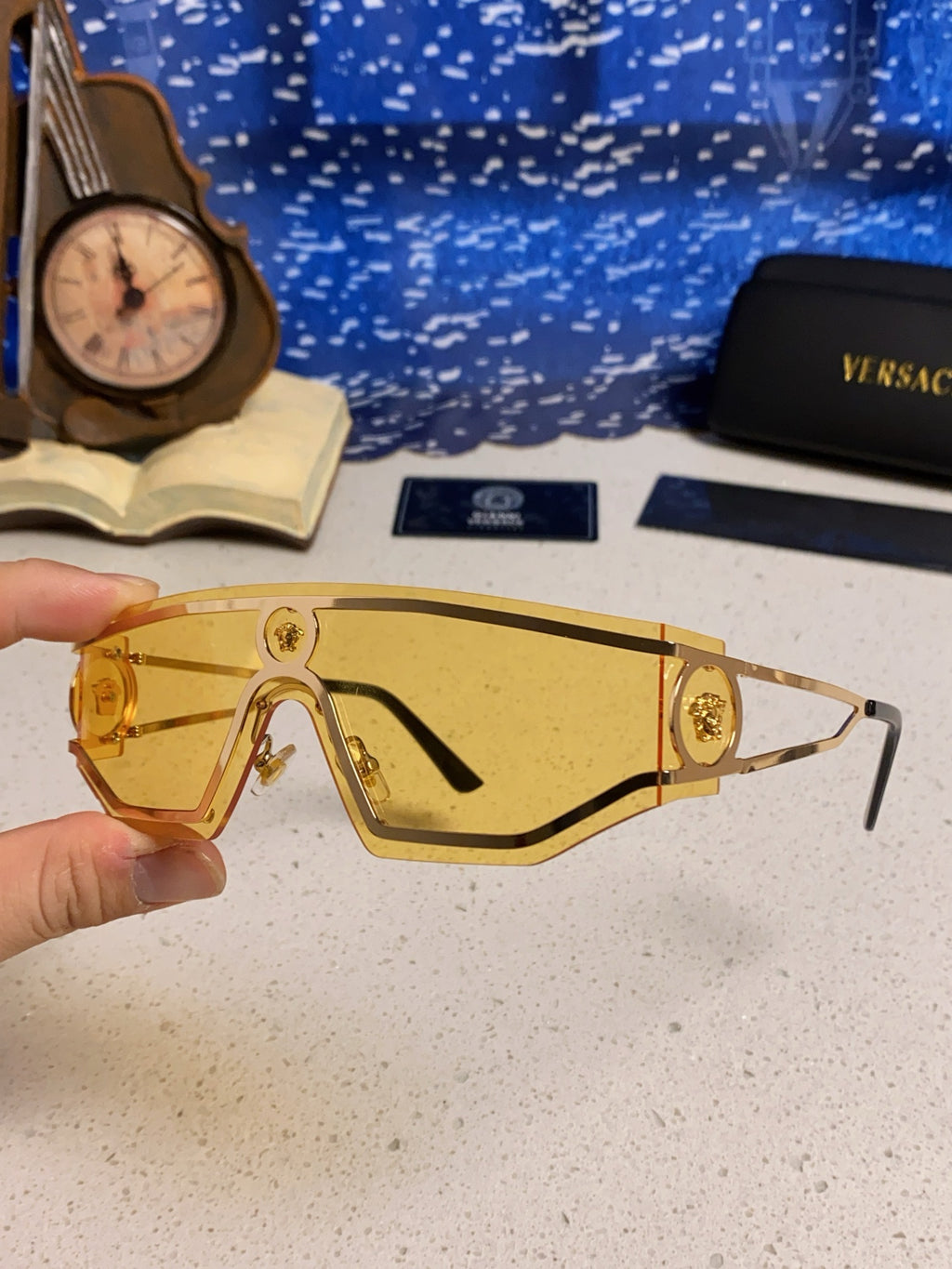 Versace Metal Oversized Gold Lens Sunglasses for Men & Women - detail image 6