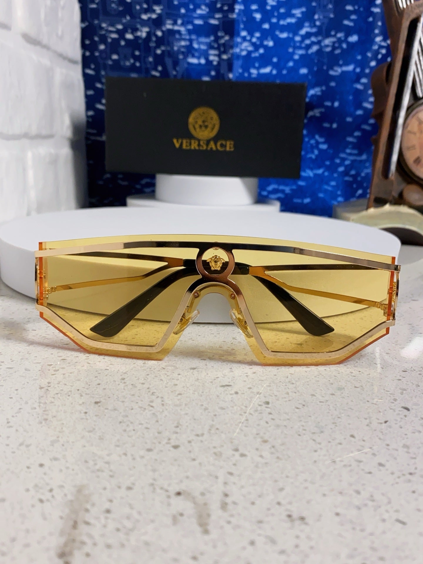 Versace Metal Oversized Gold Lens Sunglasses for Men & Women - detail image 8