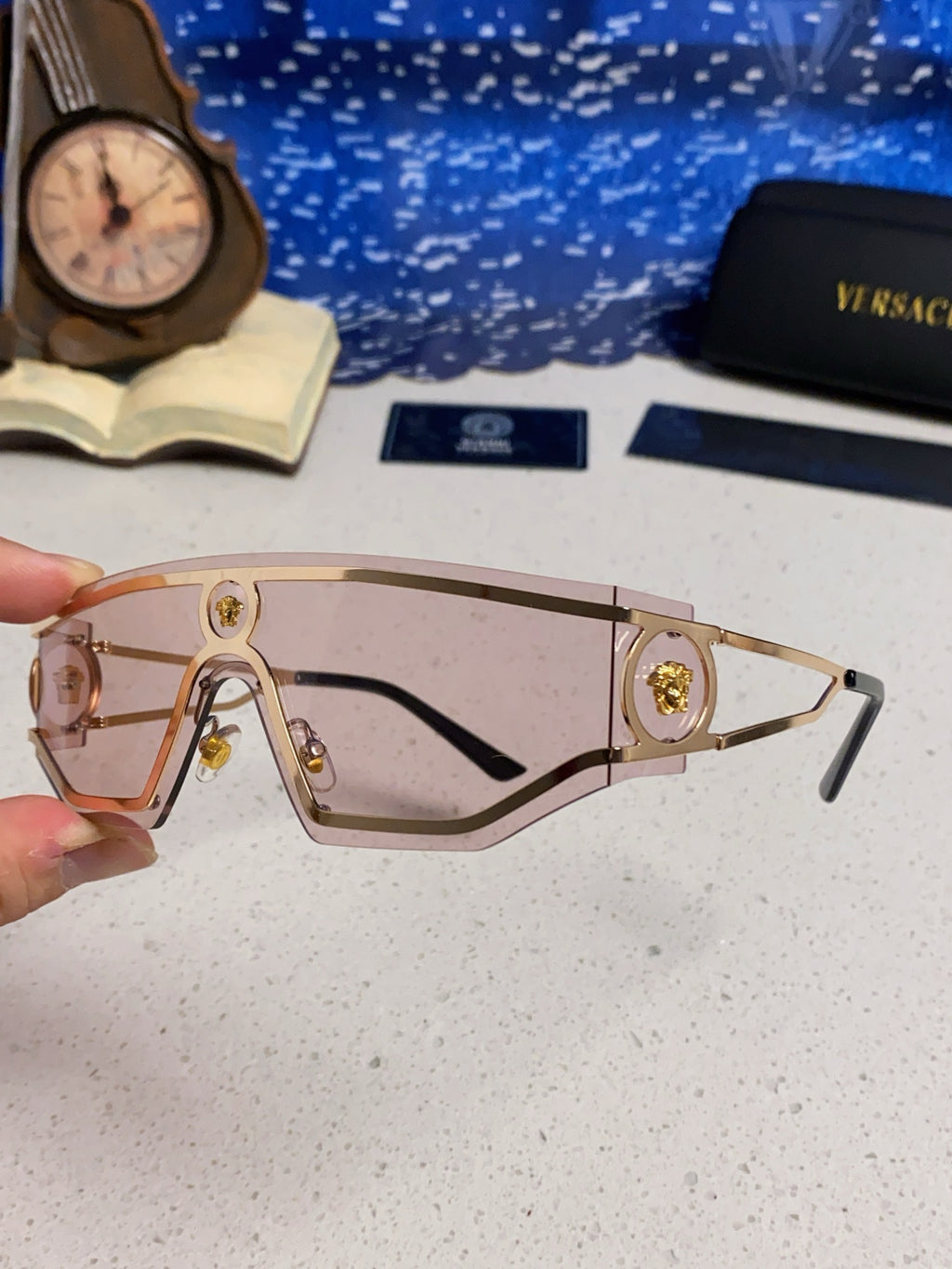 Versace Metal Oversized Silver Lens Sunglasses for Men & Women - 466240 - detail image 6
