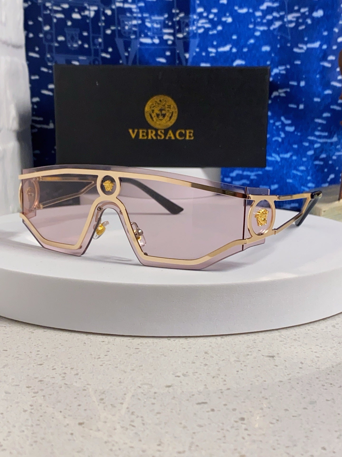 Versace Metal Oversized Silver Lens Sunglasses for Men & Women - 466240