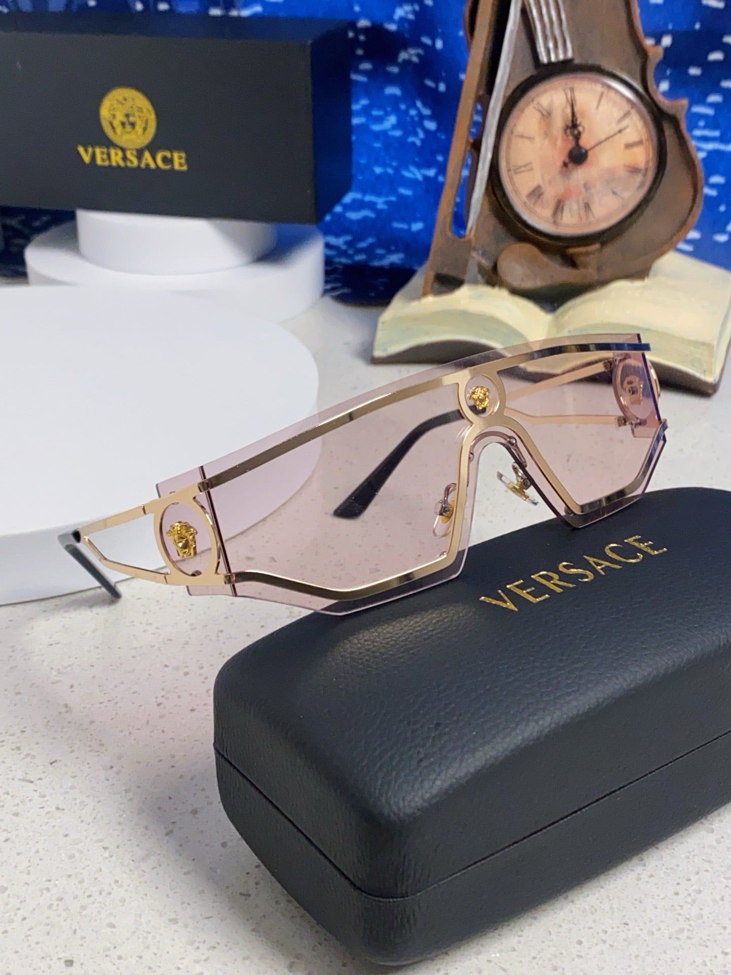 Versace Metal Oversized Silver Lens Sunglasses for Men & Women - 466240 - detail image 9