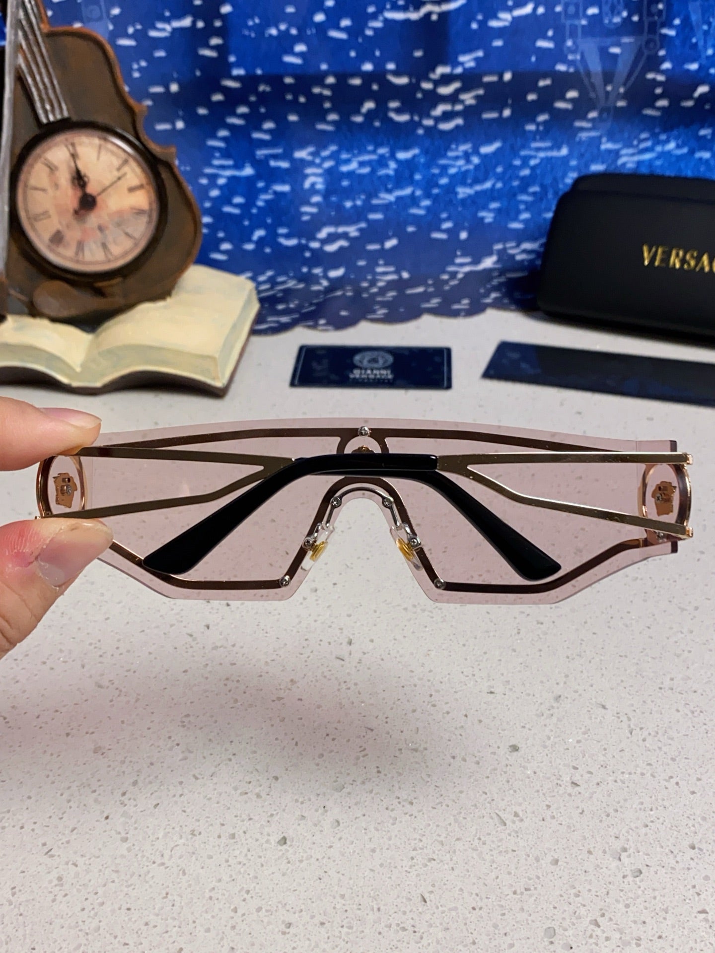 Versace Metal Oversized Silver Lens Sunglasses for Men & Women - 466240 - detail image 5