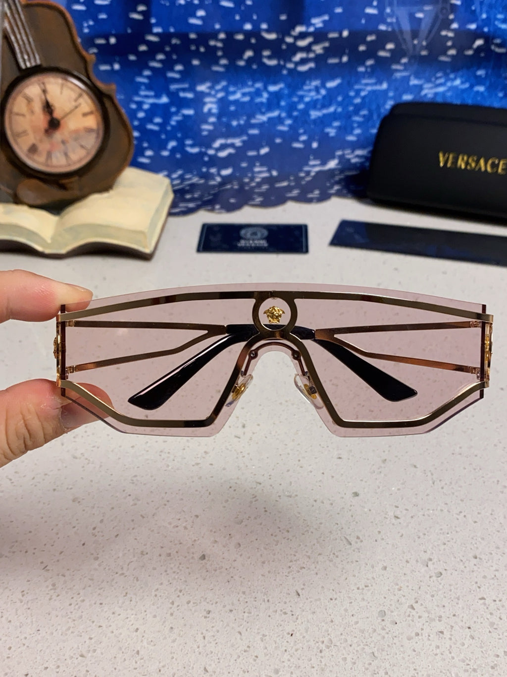 Versace Metal Oversized Silver Lens Sunglasses for Men & Women - 466240 - detail image 4