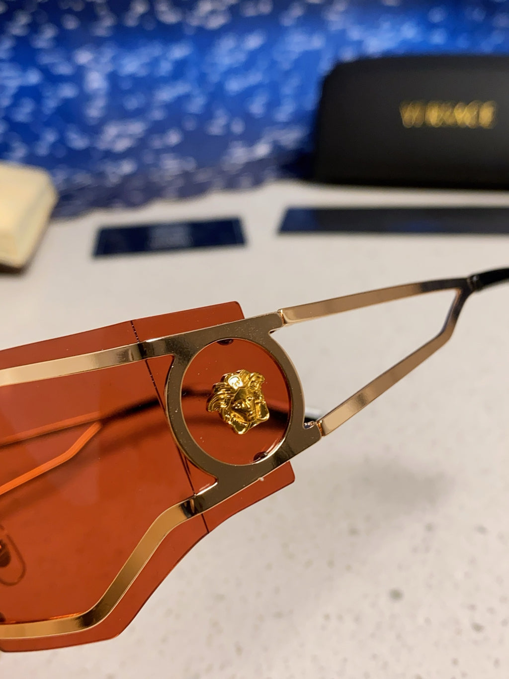 Versace Metal Oversized Red Lens Sunglasses for Men & Women - detail image 7