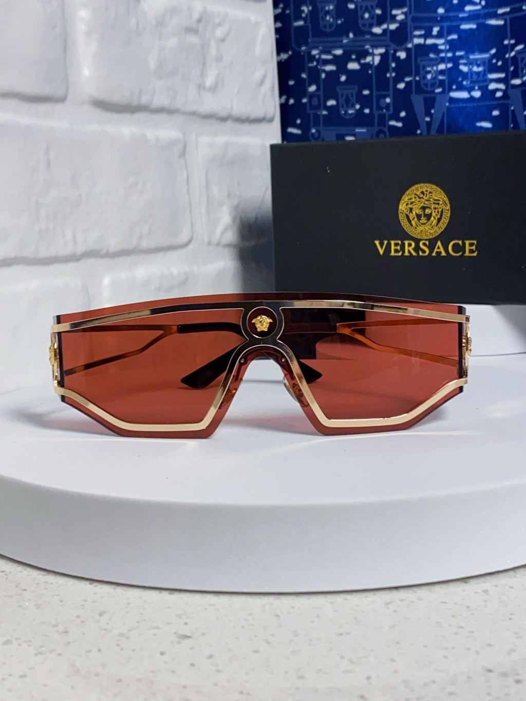 Versace Metal Oversized Red Lens Sunglasses for Men & Women - detail image 2