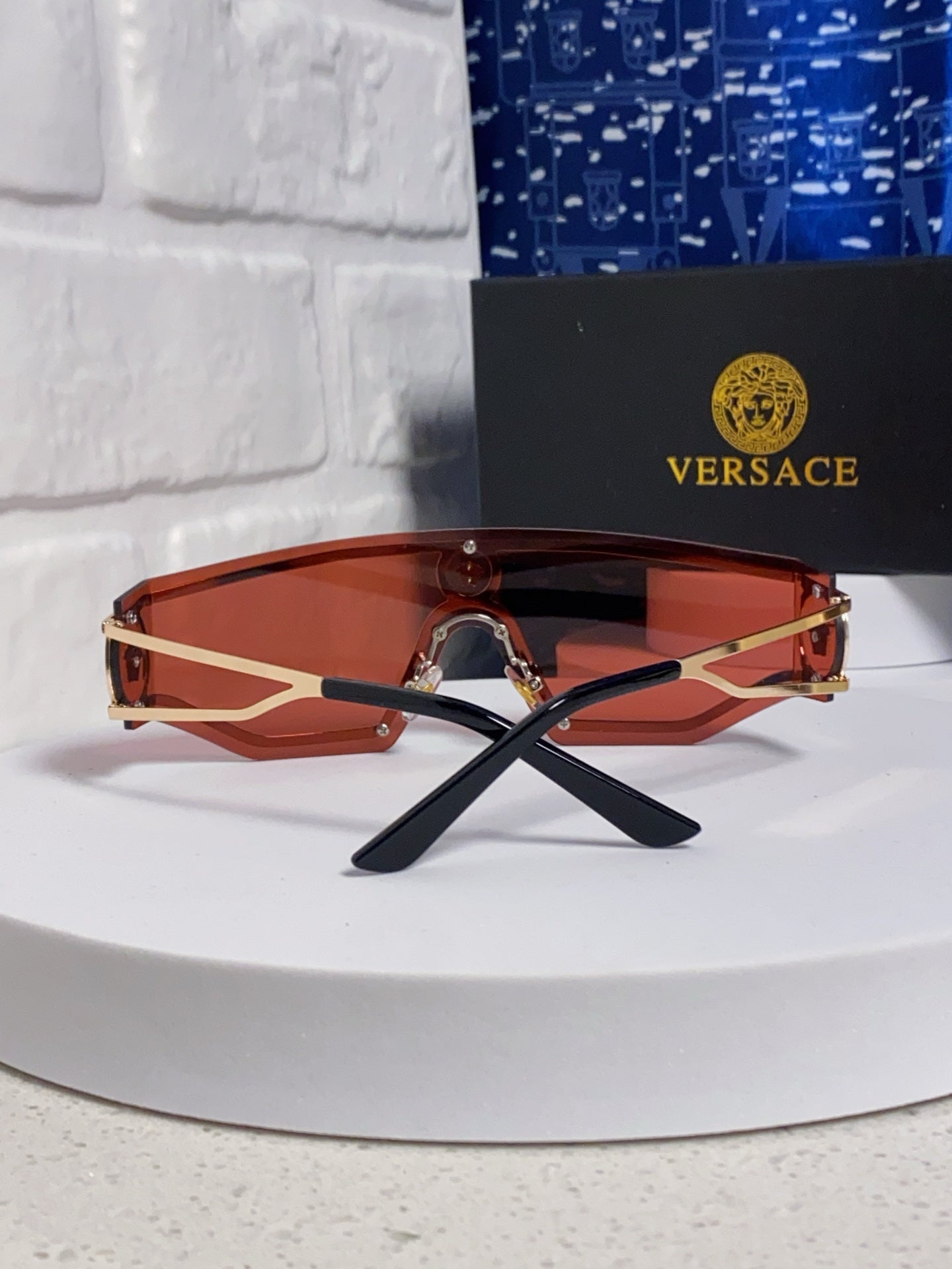 Versace Metal Oversized Red Lens Sunglasses for Men & Women - detail image 3