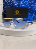 Versace Metal Oversized Blue Lens Sunglasses for Men & Women