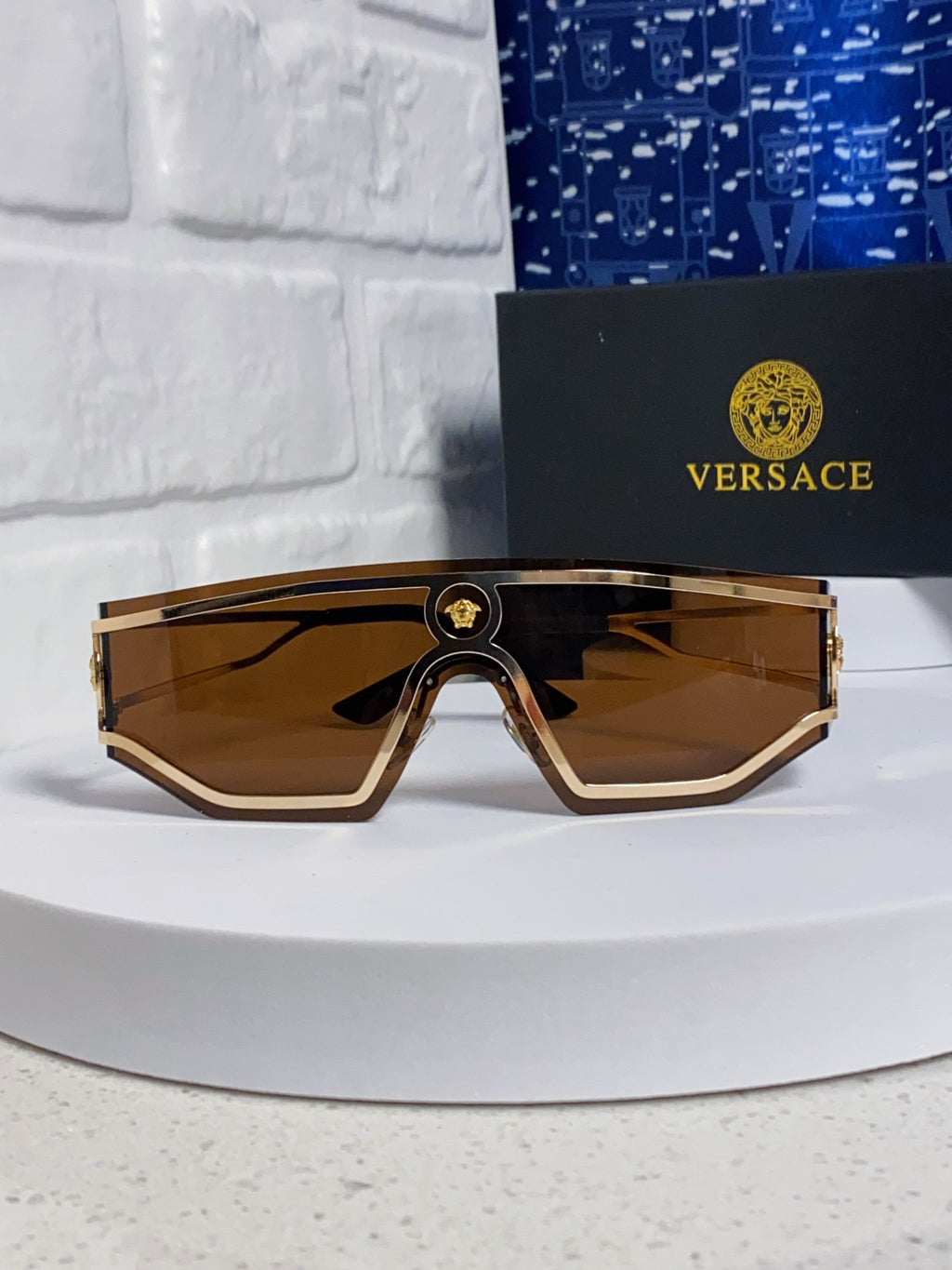 Versace Metal Oversized Brown Lens Sunglasses for Men & Women - detail image 2
