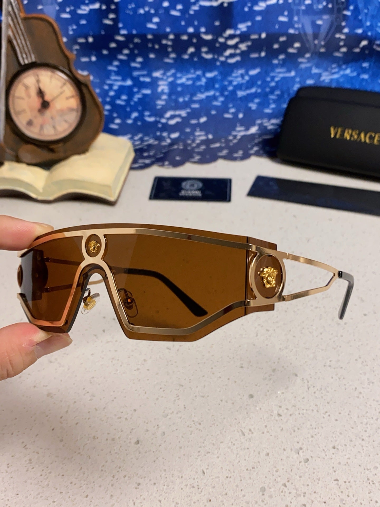 Versace Metal Oversized Brown Lens Sunglasses for Men & Women - detail image 6
