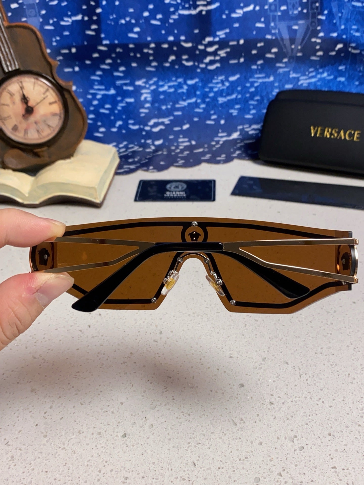 Versace Metal Oversized Brown Lens Sunglasses for Men & Women - detail image 5