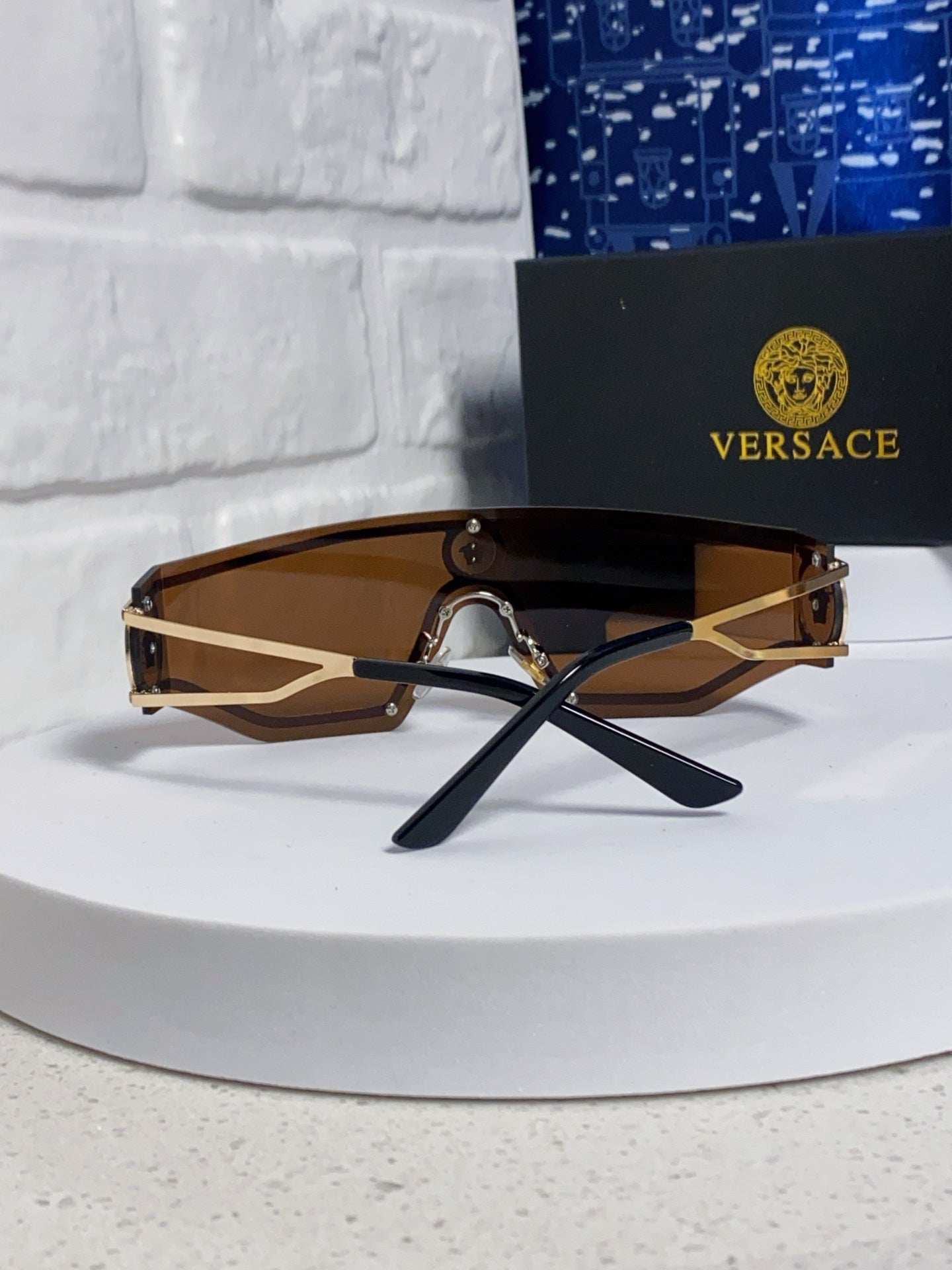 Versace Metal Oversized Brown Lens Sunglasses for Men & Women - detail image 3