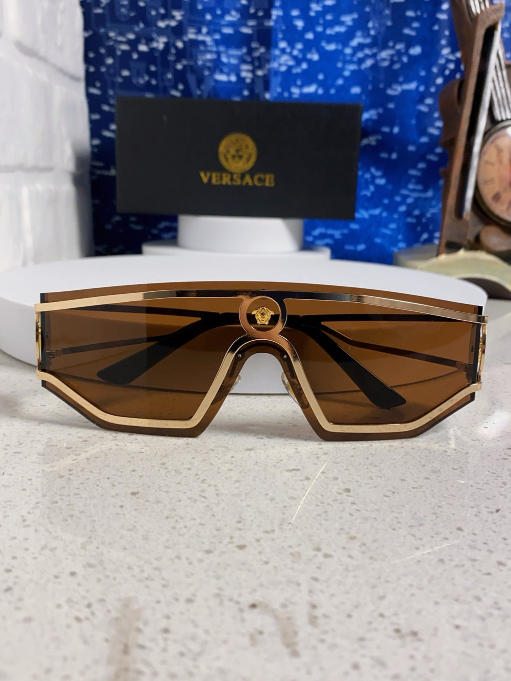 Versace Metal Oversized Brown Lens Sunglasses for Men & Women - detail image 8