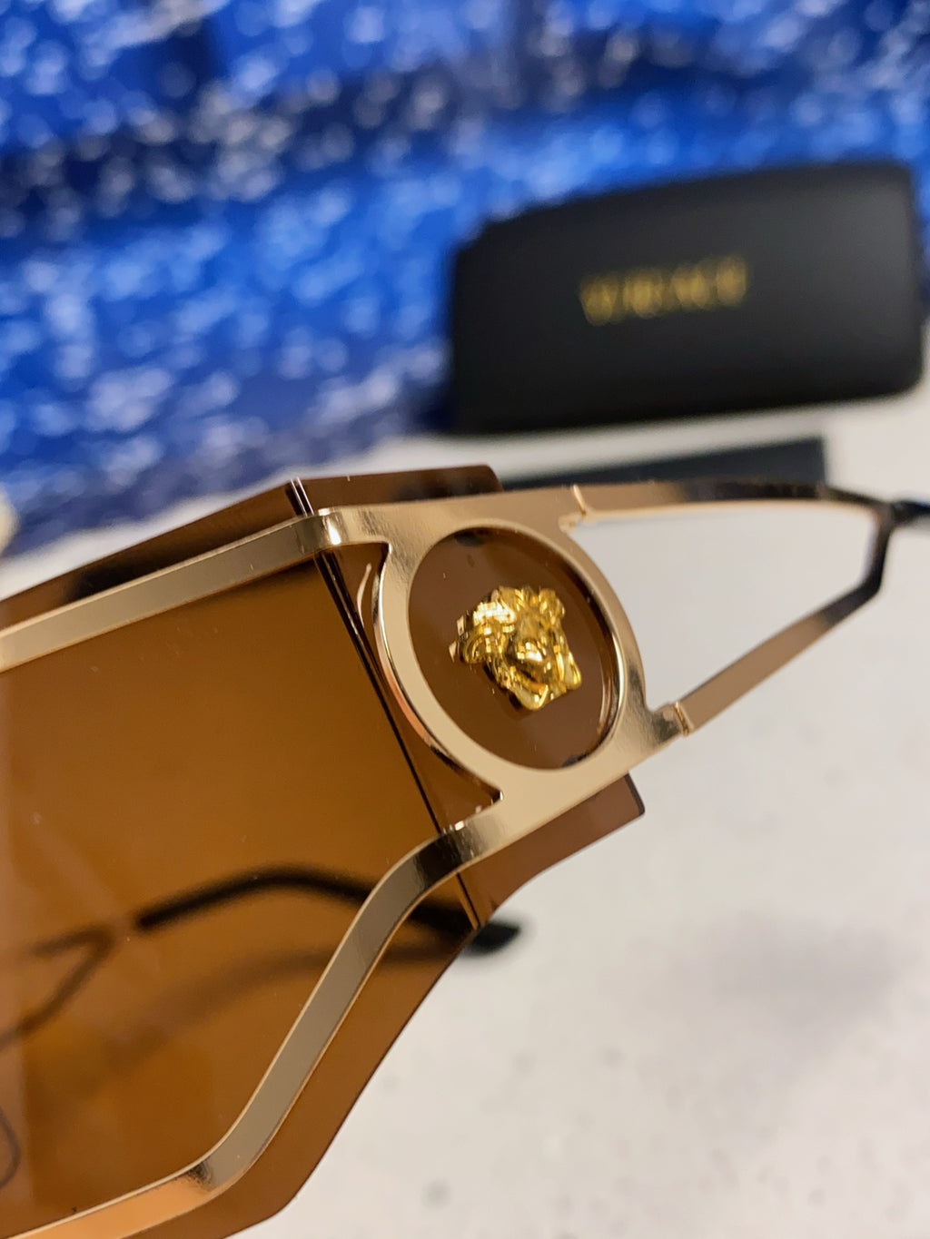 Versace Metal Oversized Brown Lens Sunglasses for Men & Women - detail image 7