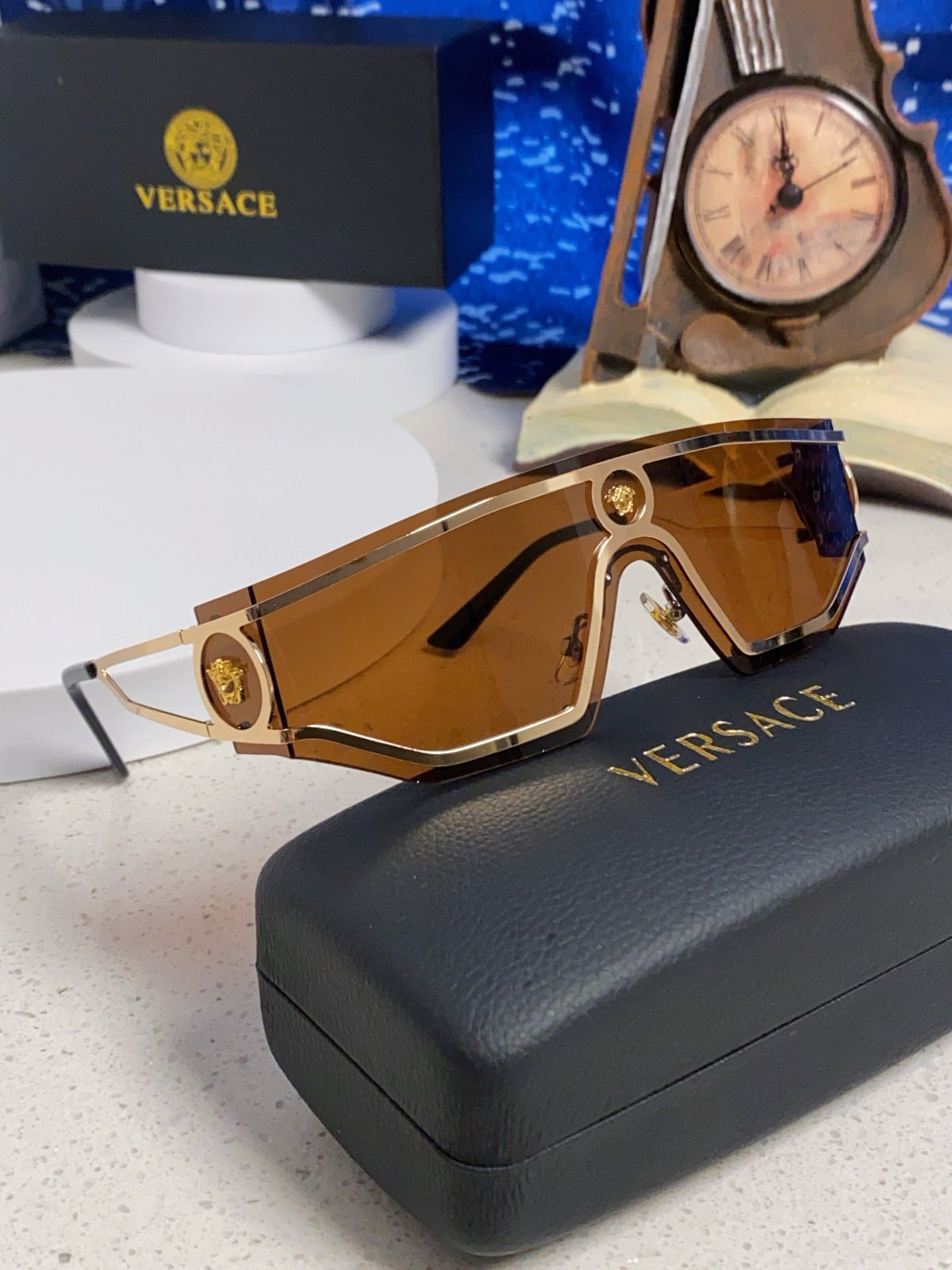Versace Metal Oversized Brown Lens Sunglasses for Men & Women - detail image 9