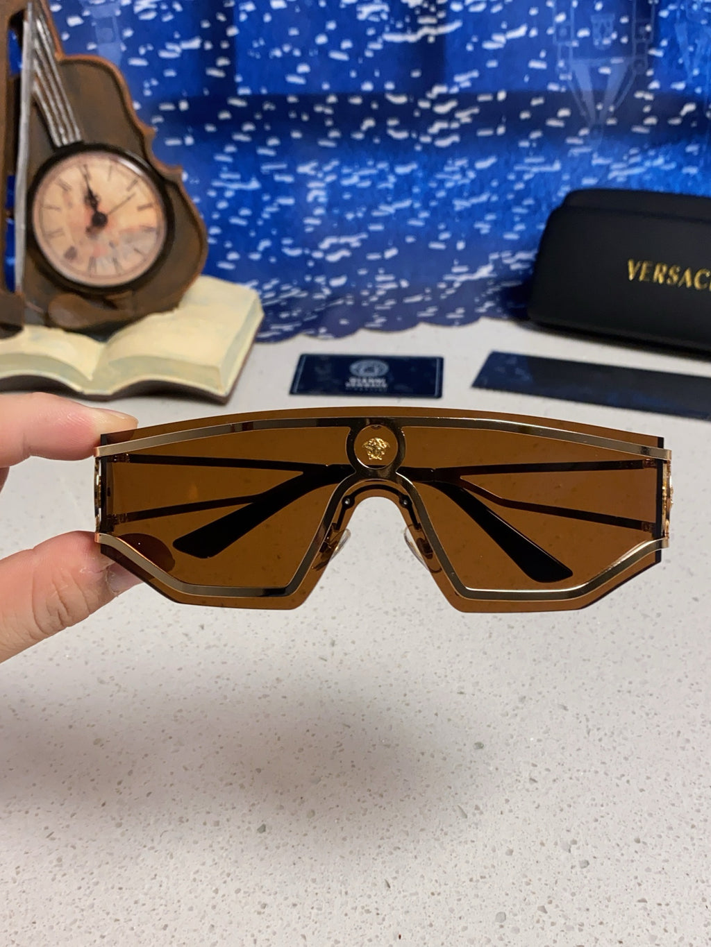 Versace Metal Oversized Brown Lens Sunglasses for Men & Women - detail image 4