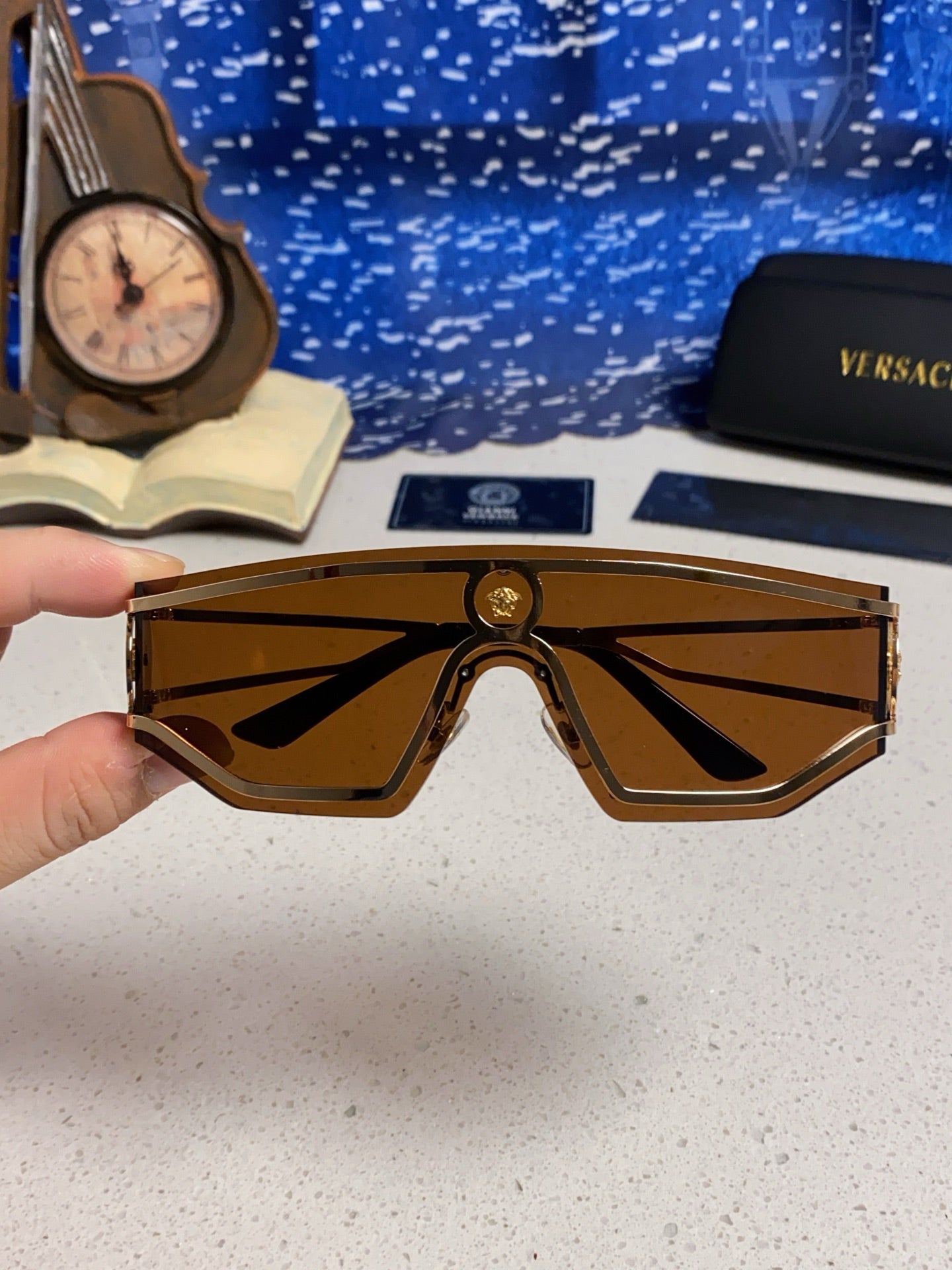 Versace Metal Oversized Brown Lens Sunglasses for Men & Women - detail image 4