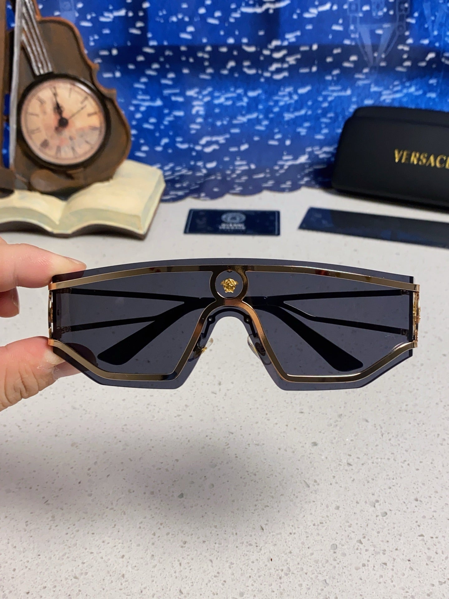 Versace Metal Oversized Silver Lens Sunglasses for Men & Women - 466244 - detail image 4