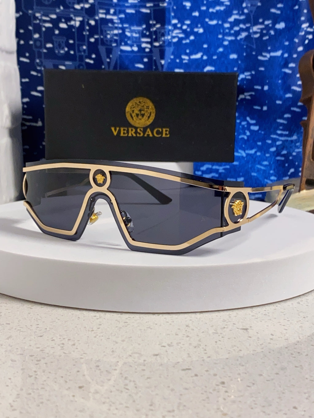 Versace Metal Oversized Silver Lens Sunglasses for Men & Women - 466244